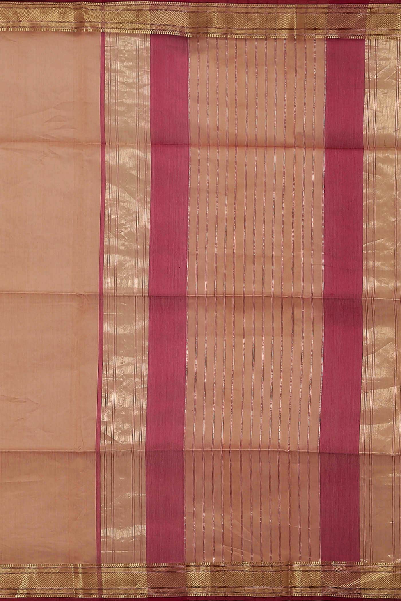 Peach Maheshwari Silk Cotton Saree