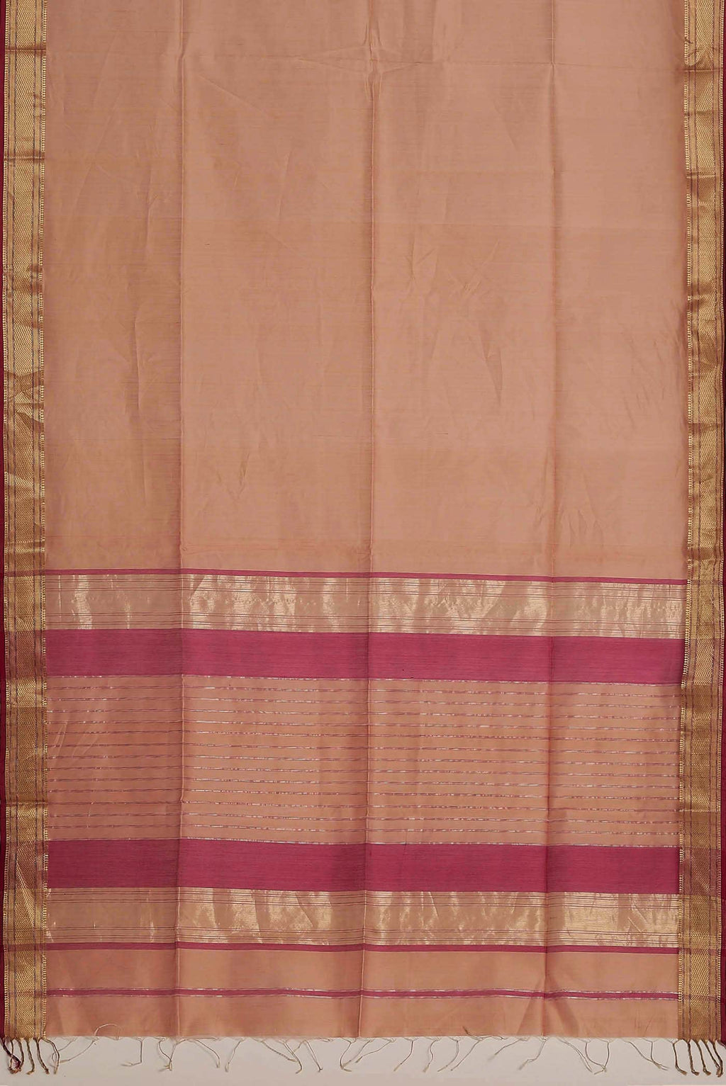 Peach Maheshwari Silk Cotton Saree