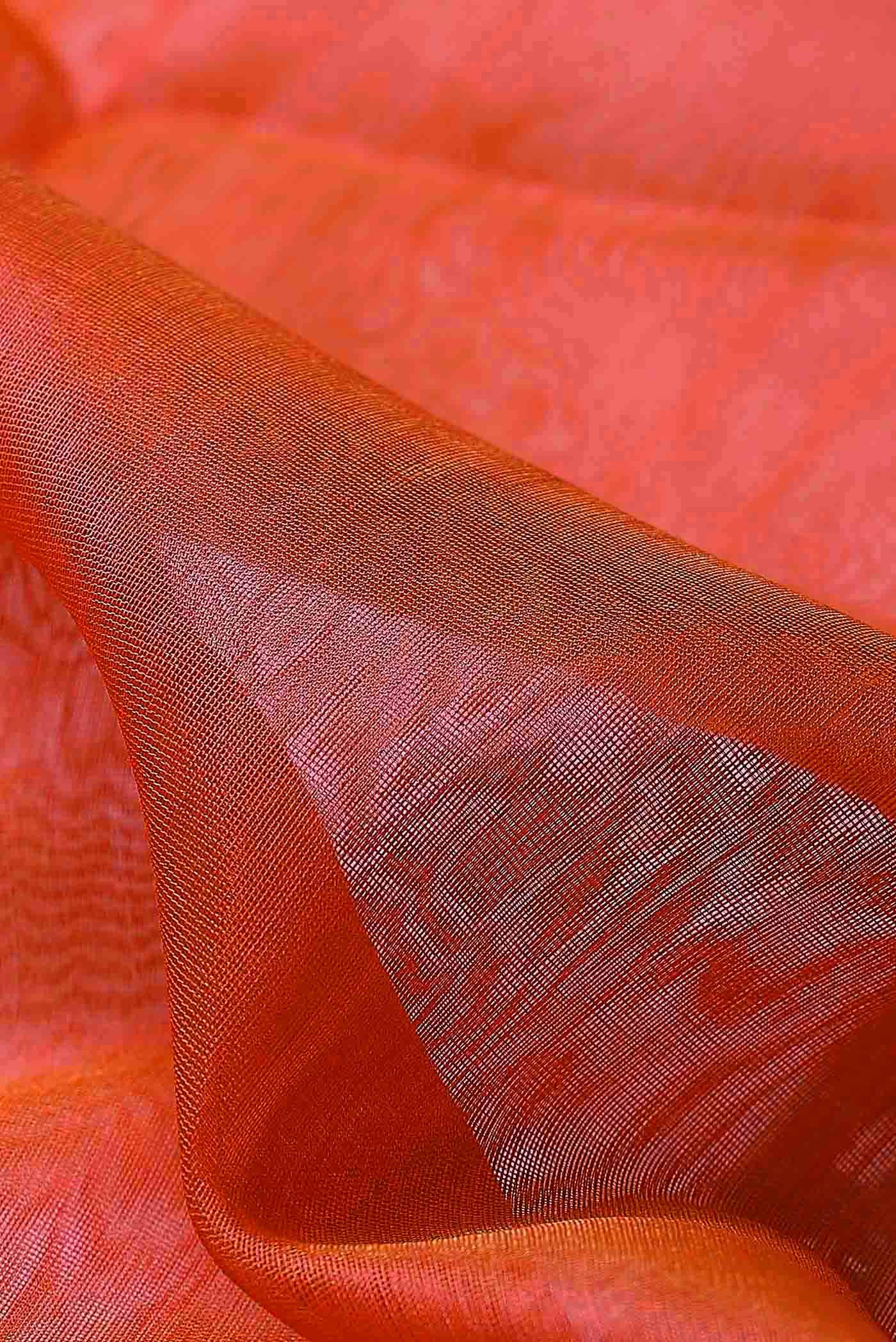 Orange Maheshwari Silk Cotton Saree