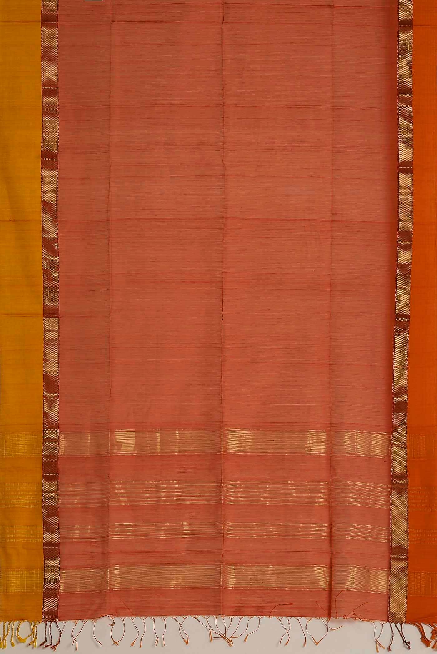 Orange Maheshwari Silk Cotton Saree