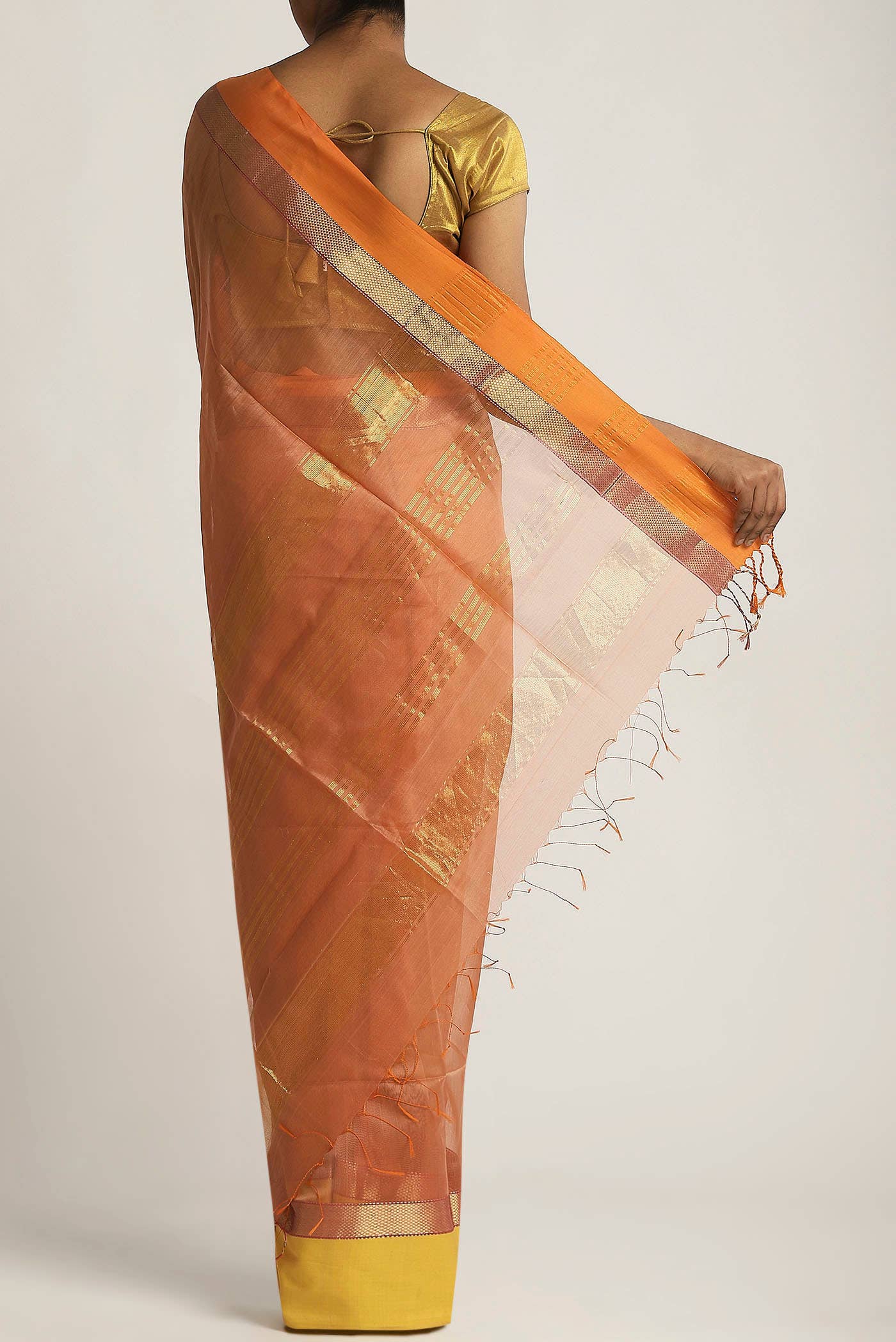 Orange Maheshwari Silk Cotton Saree