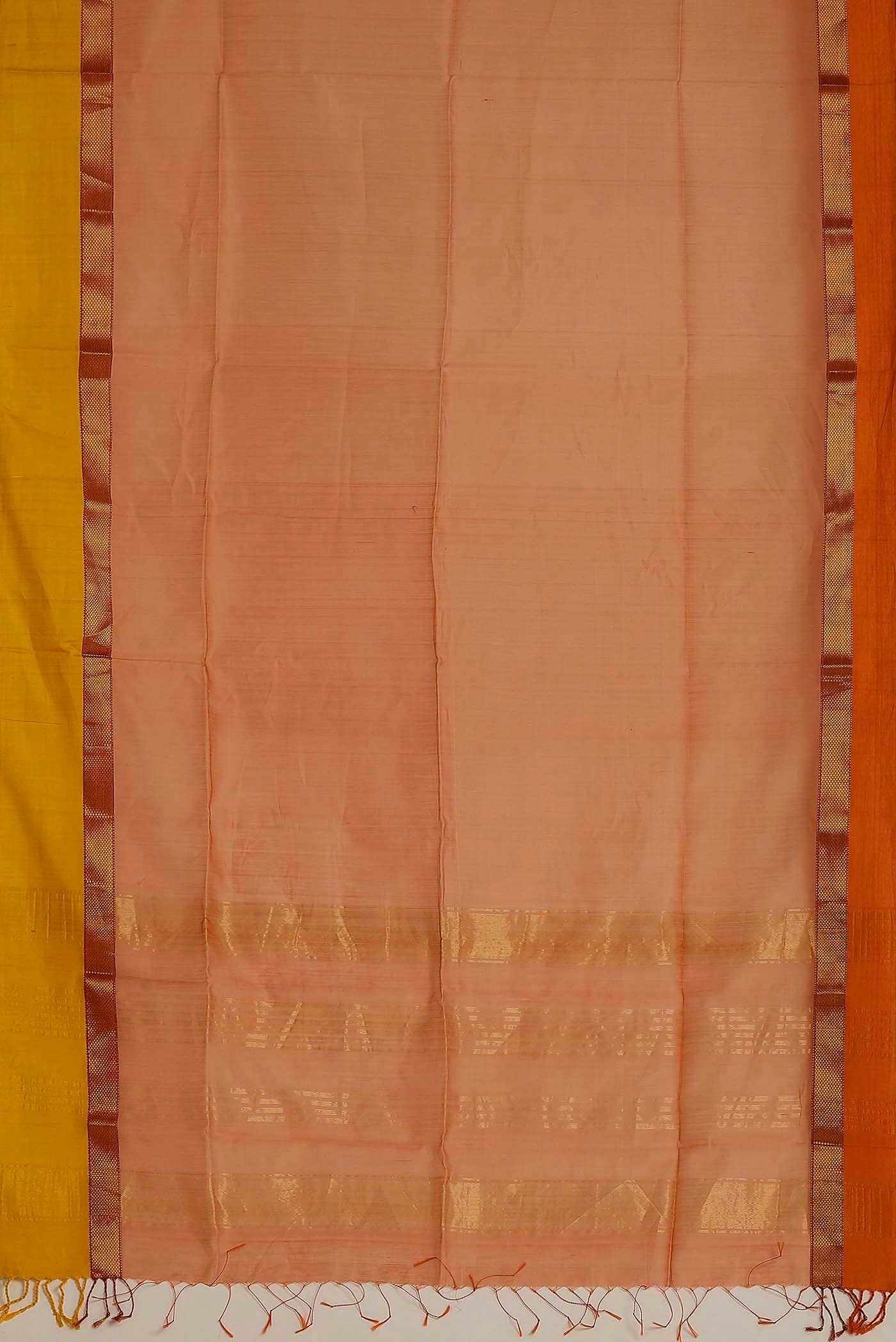 Orange Maheshwari Silk Cotton Saree