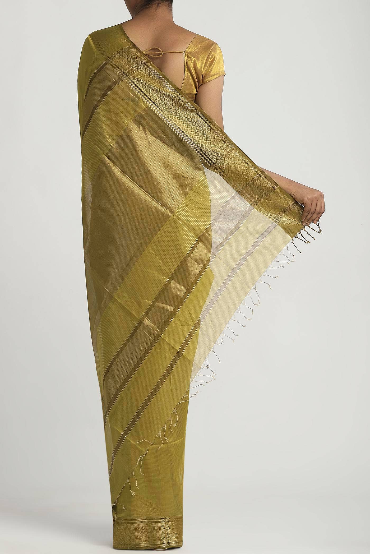 Green Maheshwari Silk Cotton Saree