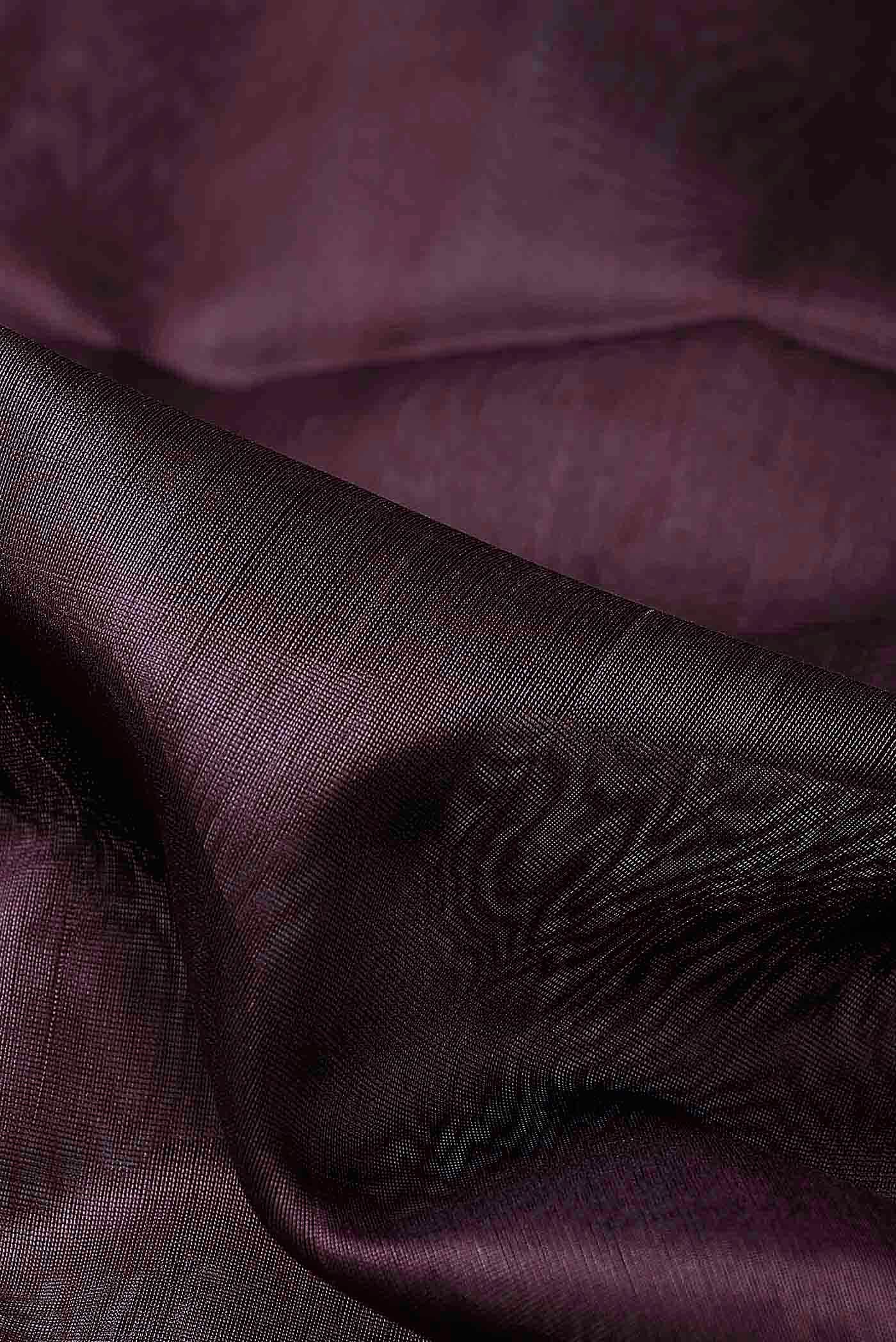 Dark Mauve Maheshwari Silk Cotton Saree