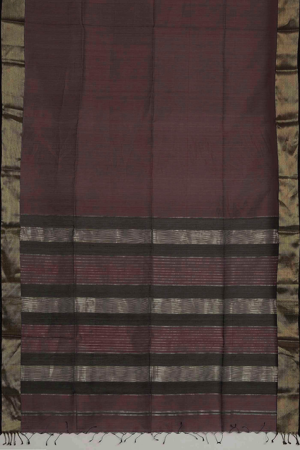 Dark Mauve Maheshwari Silk Cotton Saree