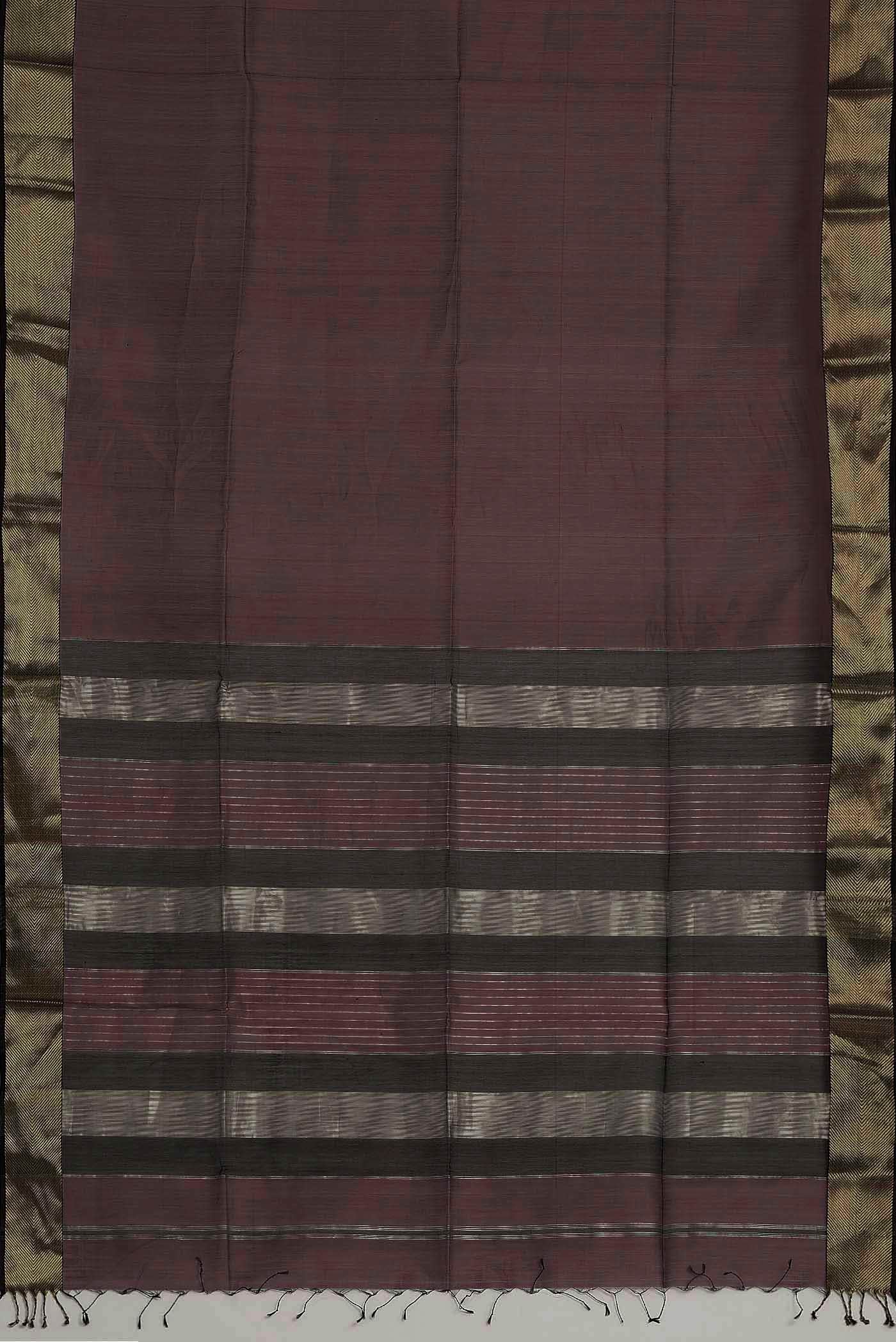 Dark Mauve Maheshwari Silk Cotton Saree