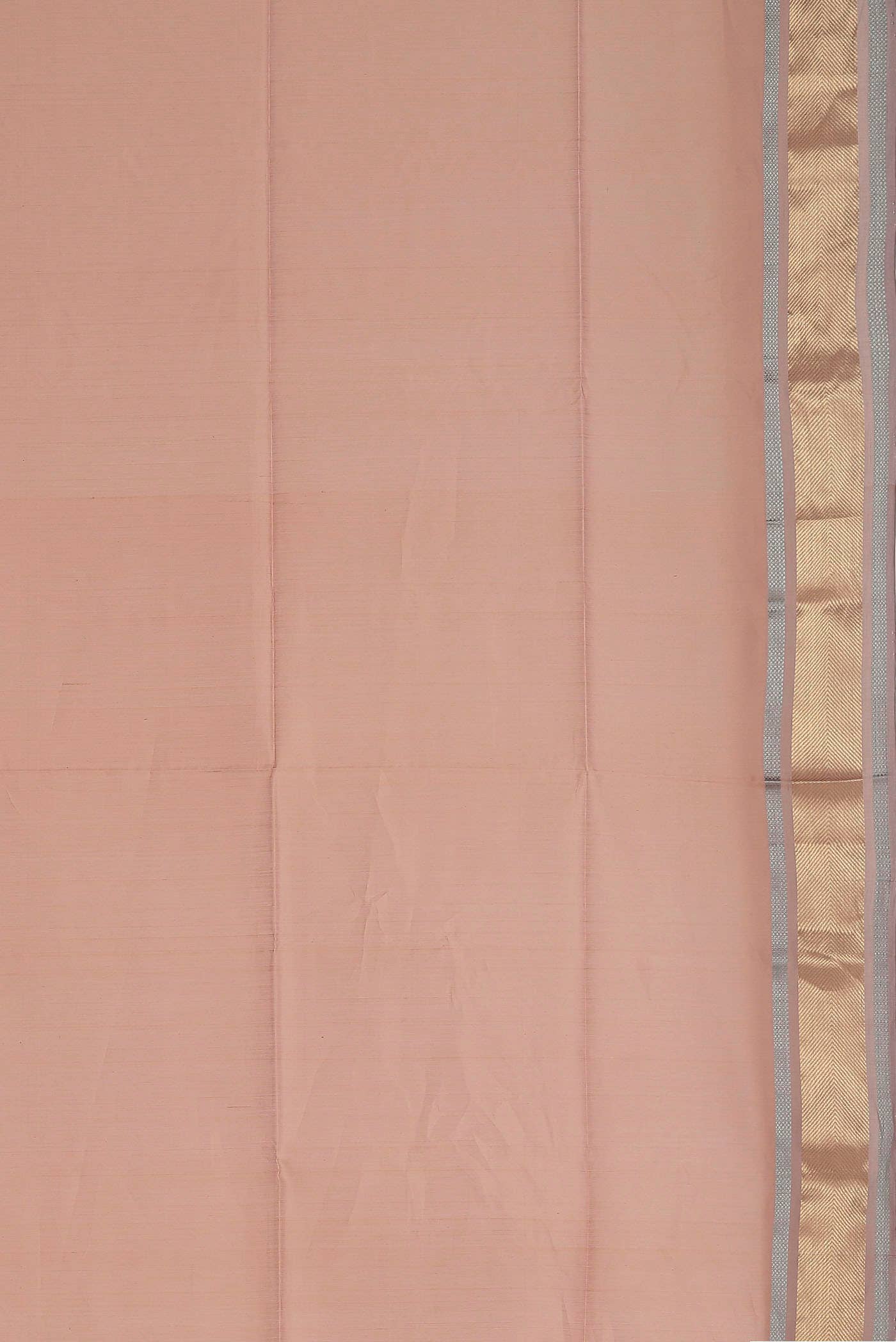 Rose Gold Maheshwari Silk Cotton Saree