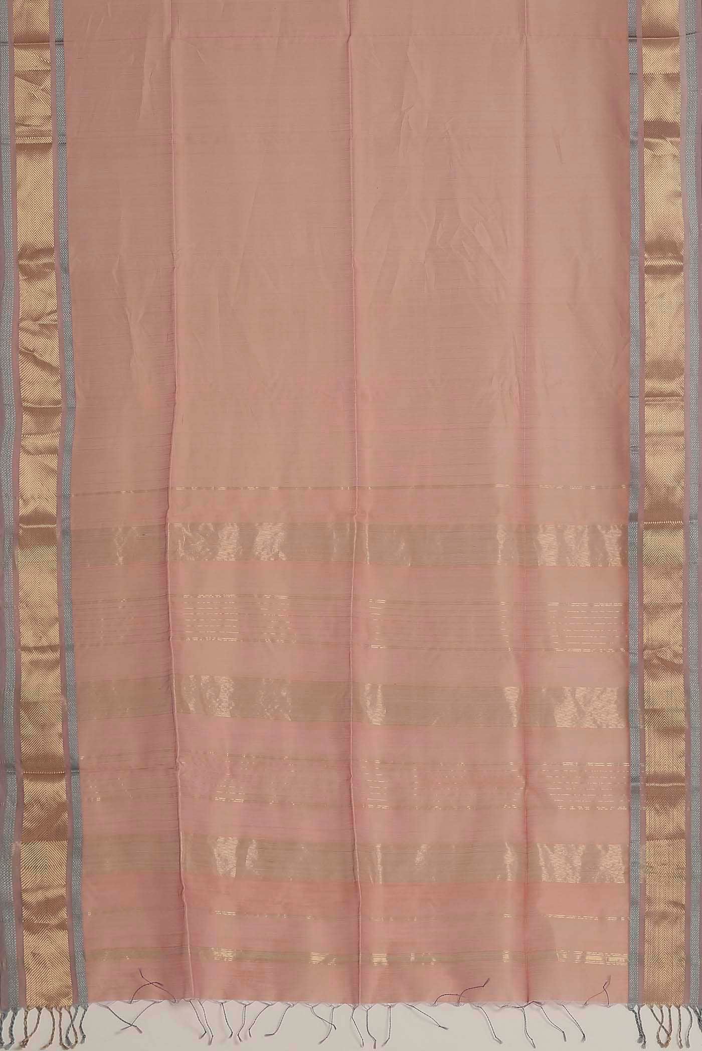 Rose Gold Maheshwari Silk Cotton Saree