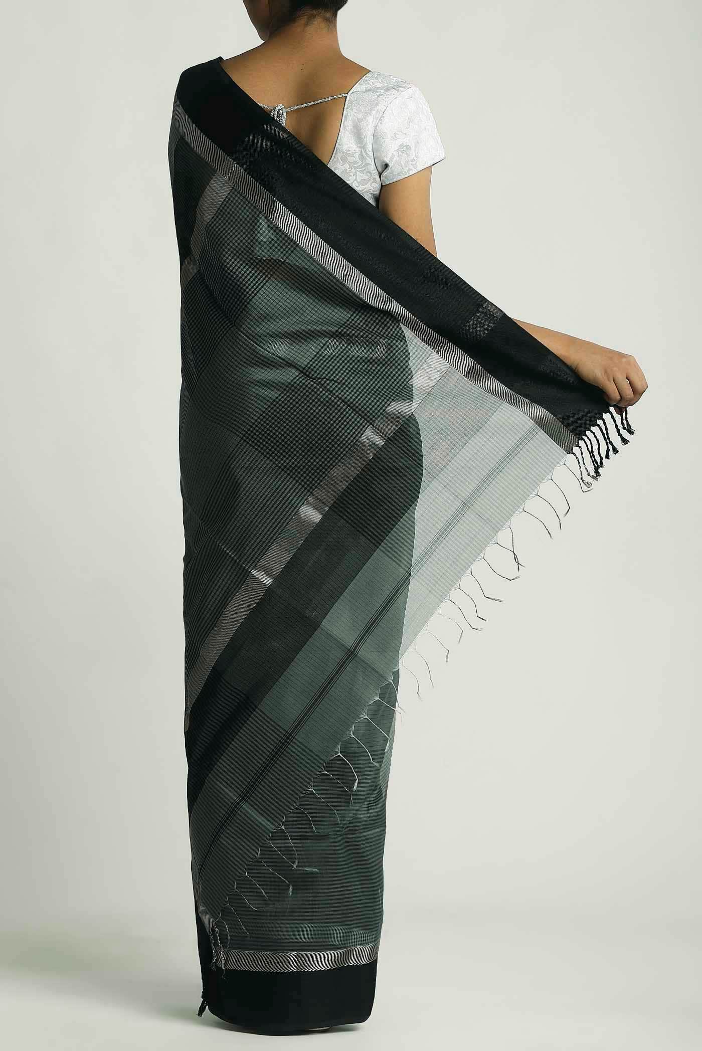 Sage Green Maheshwari Silk Cotton Saree