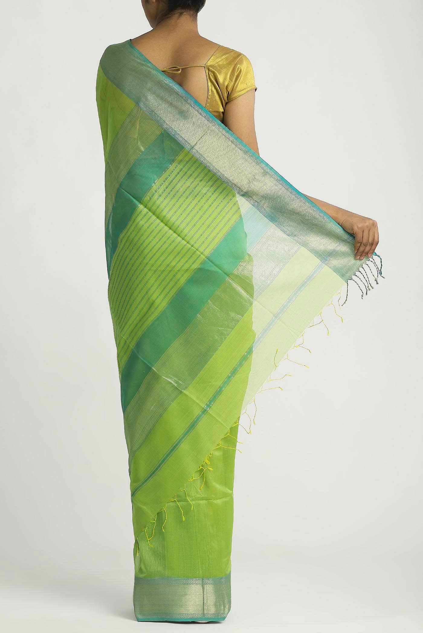 Green Maheshwari Silk Cotton Saree