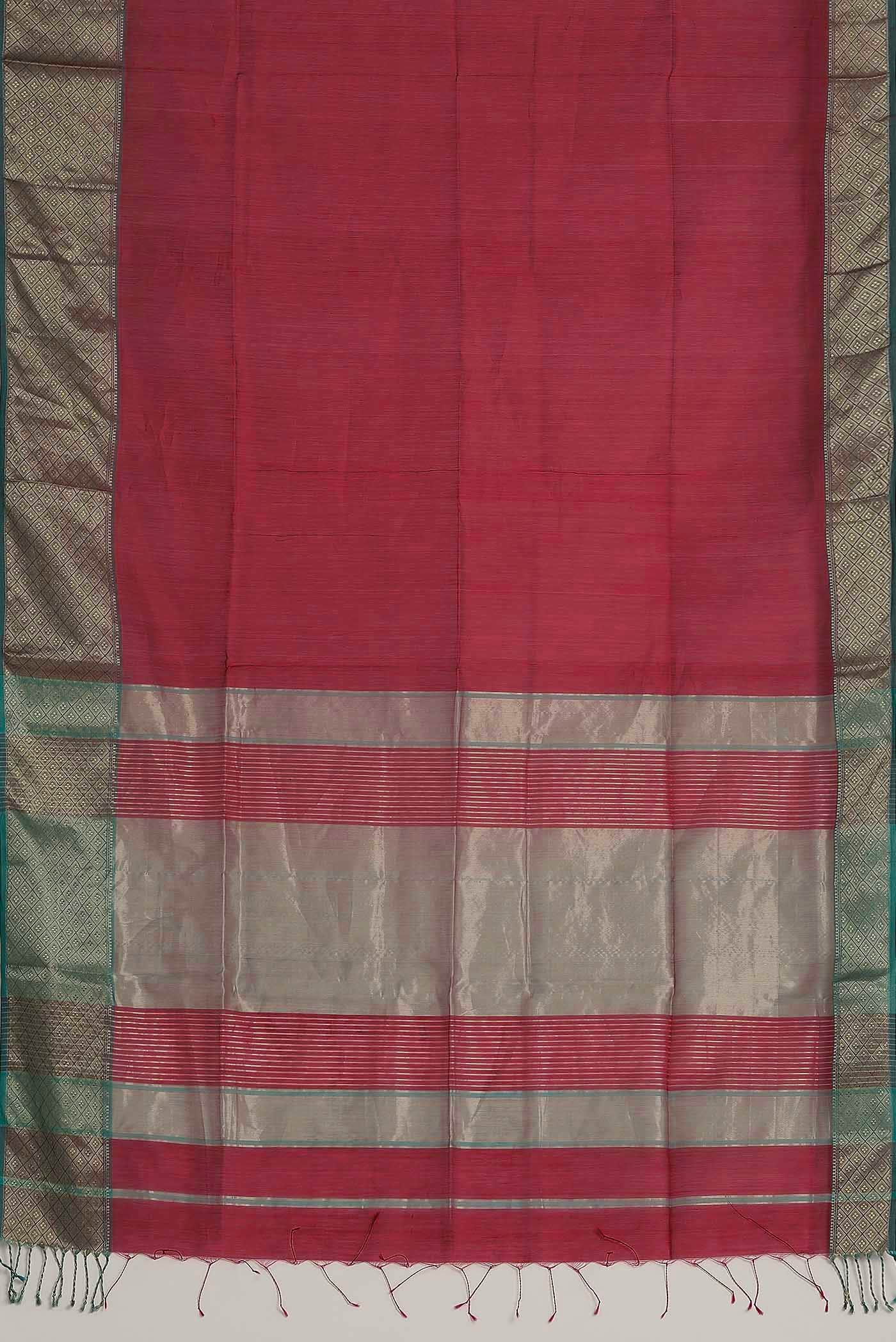 Red Maheshwari Silk Cotton Saree