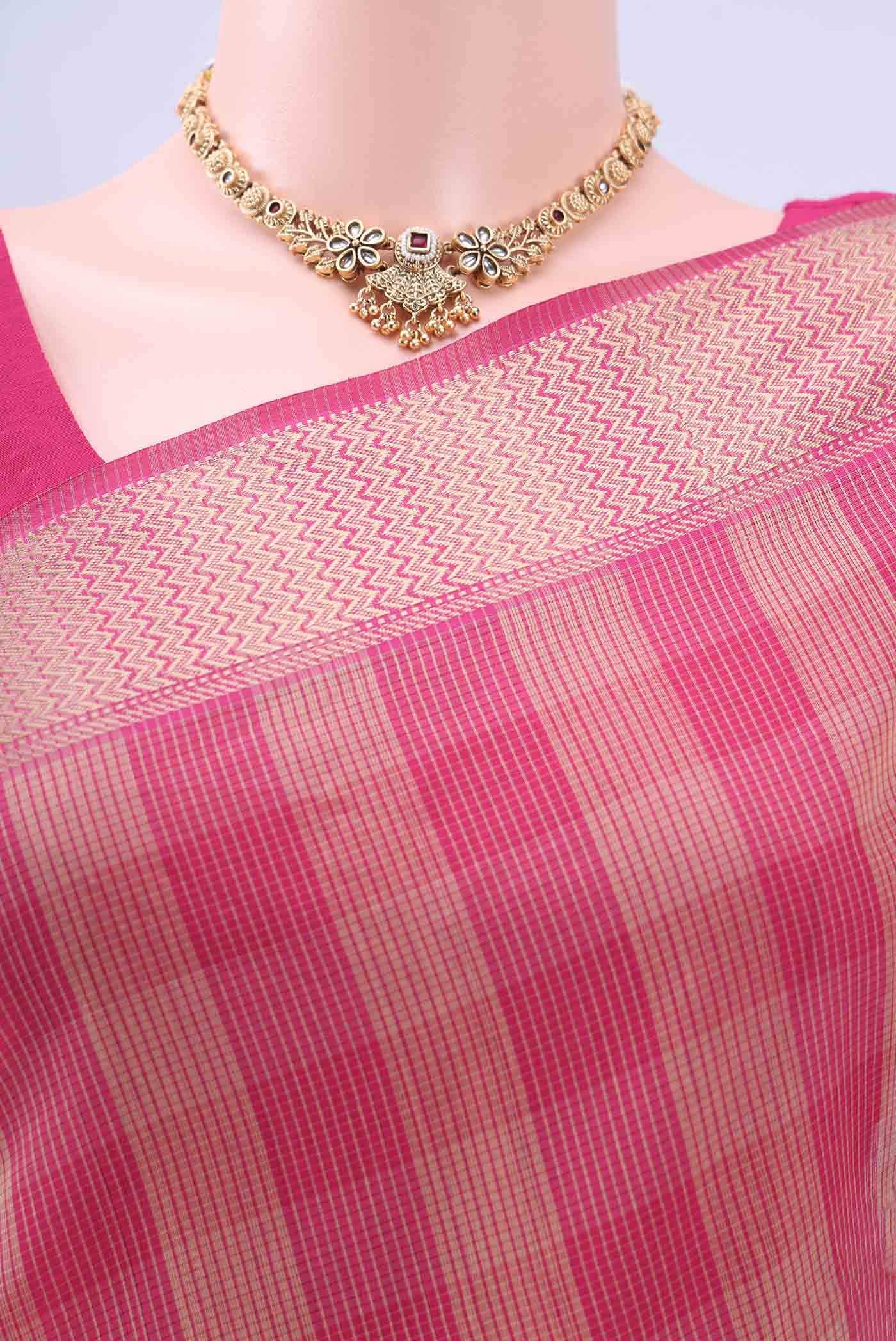 Pink Maheshwari Silk Cotton Saree