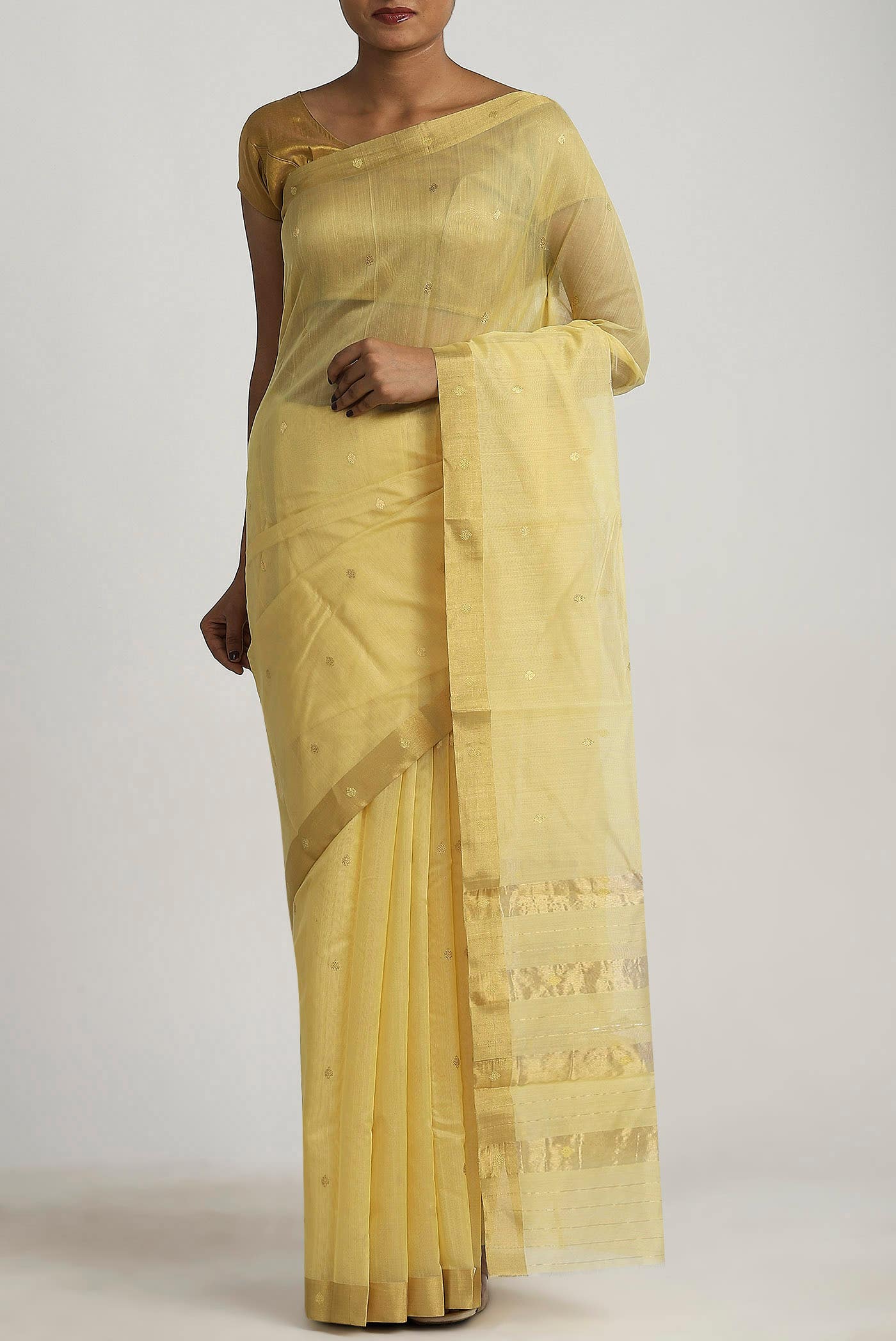 Yellow Chanderi Silk Cotton Saree
