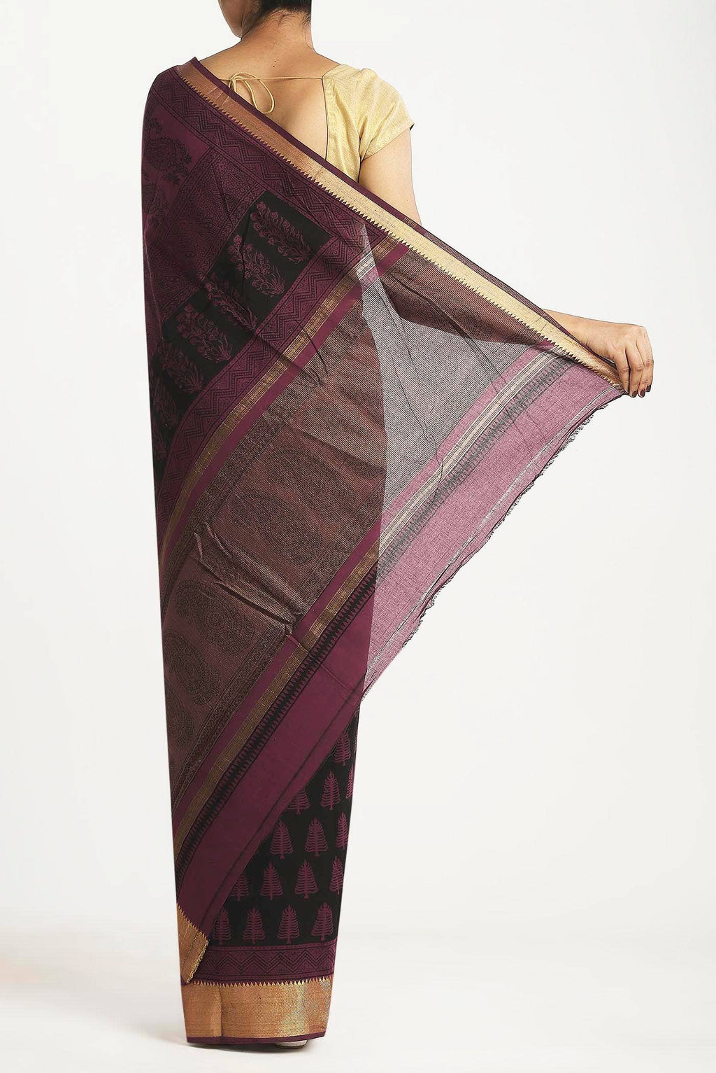 Black Mangalagiri Cotton Saree