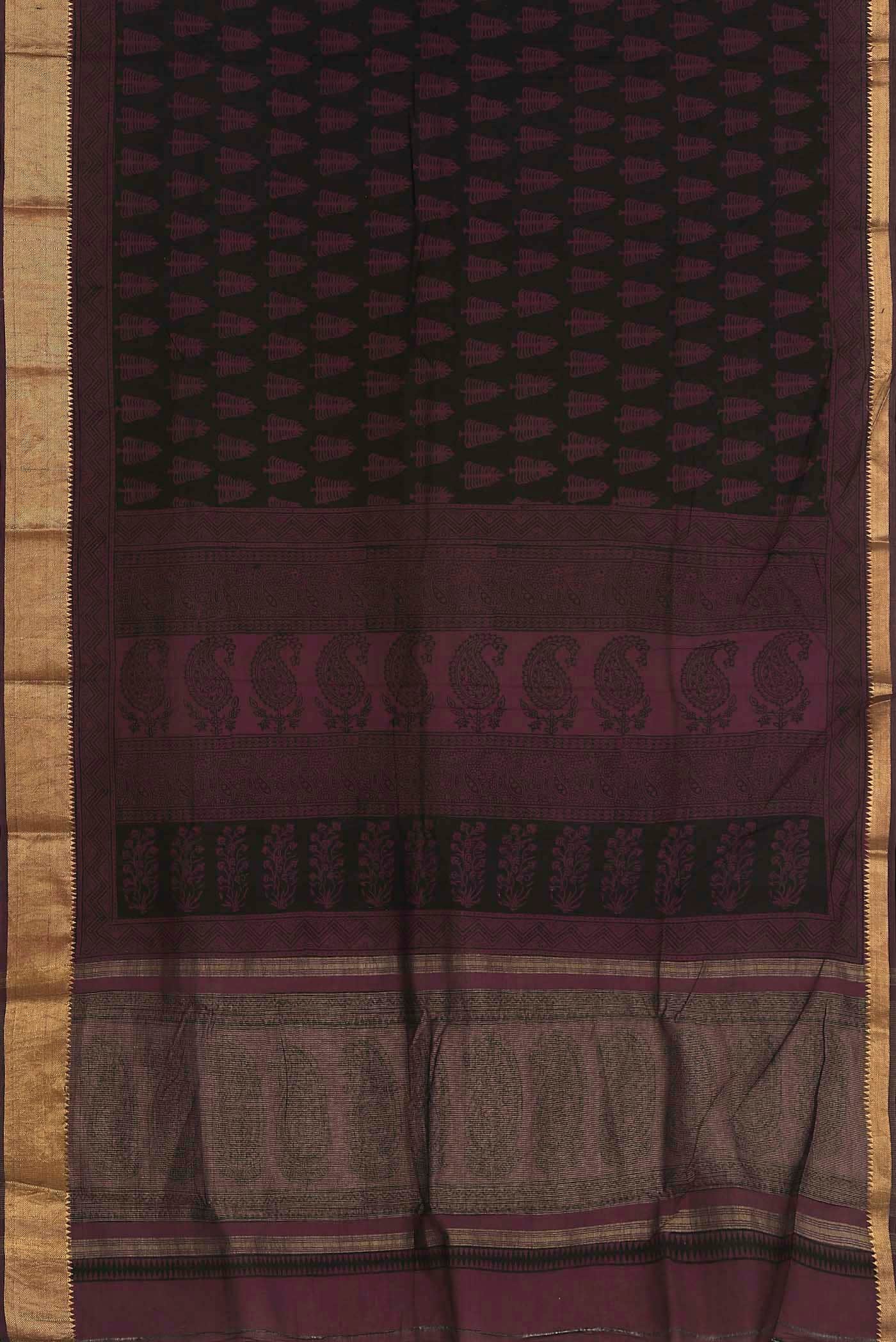 Black Mangalagiri Cotton Saree