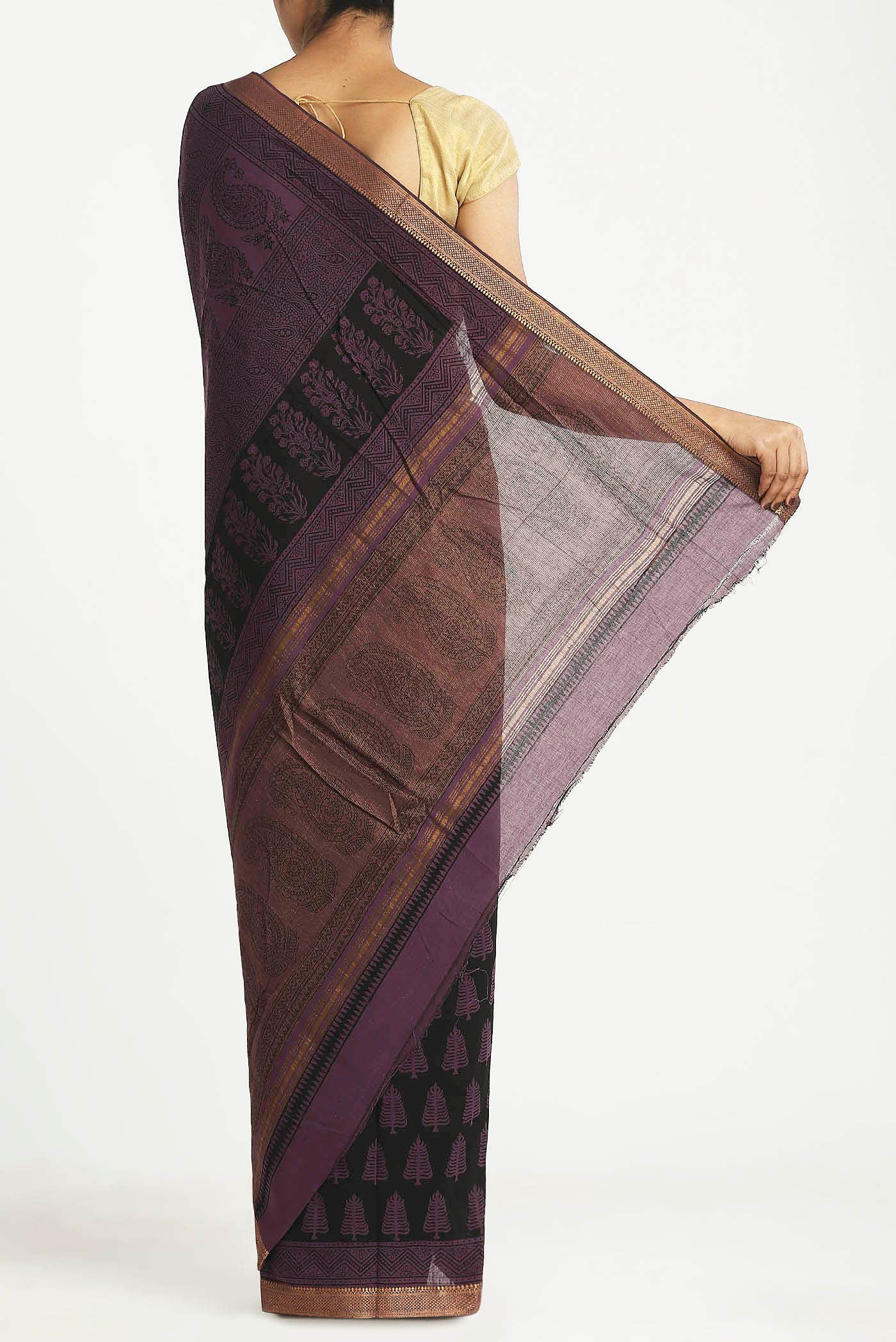 Black Mangalagiri Cotton Saree