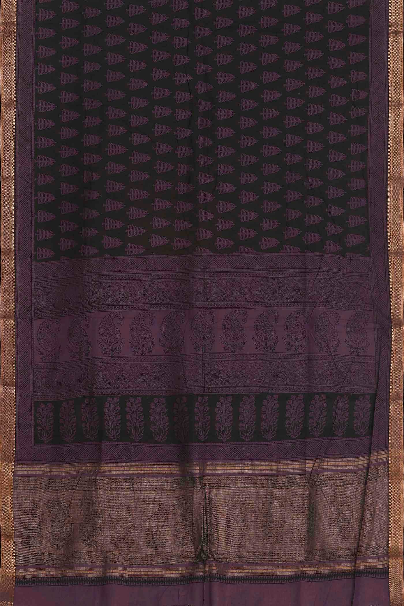 Black Mangalagiri Cotton Saree