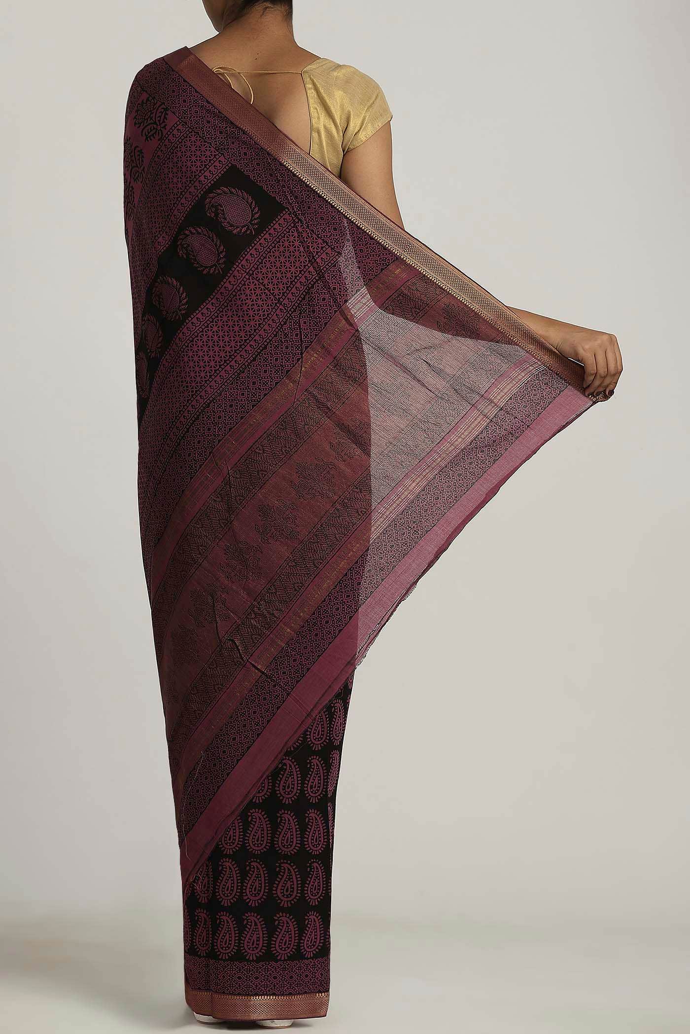 Black Mangalagiri Cotton Saree