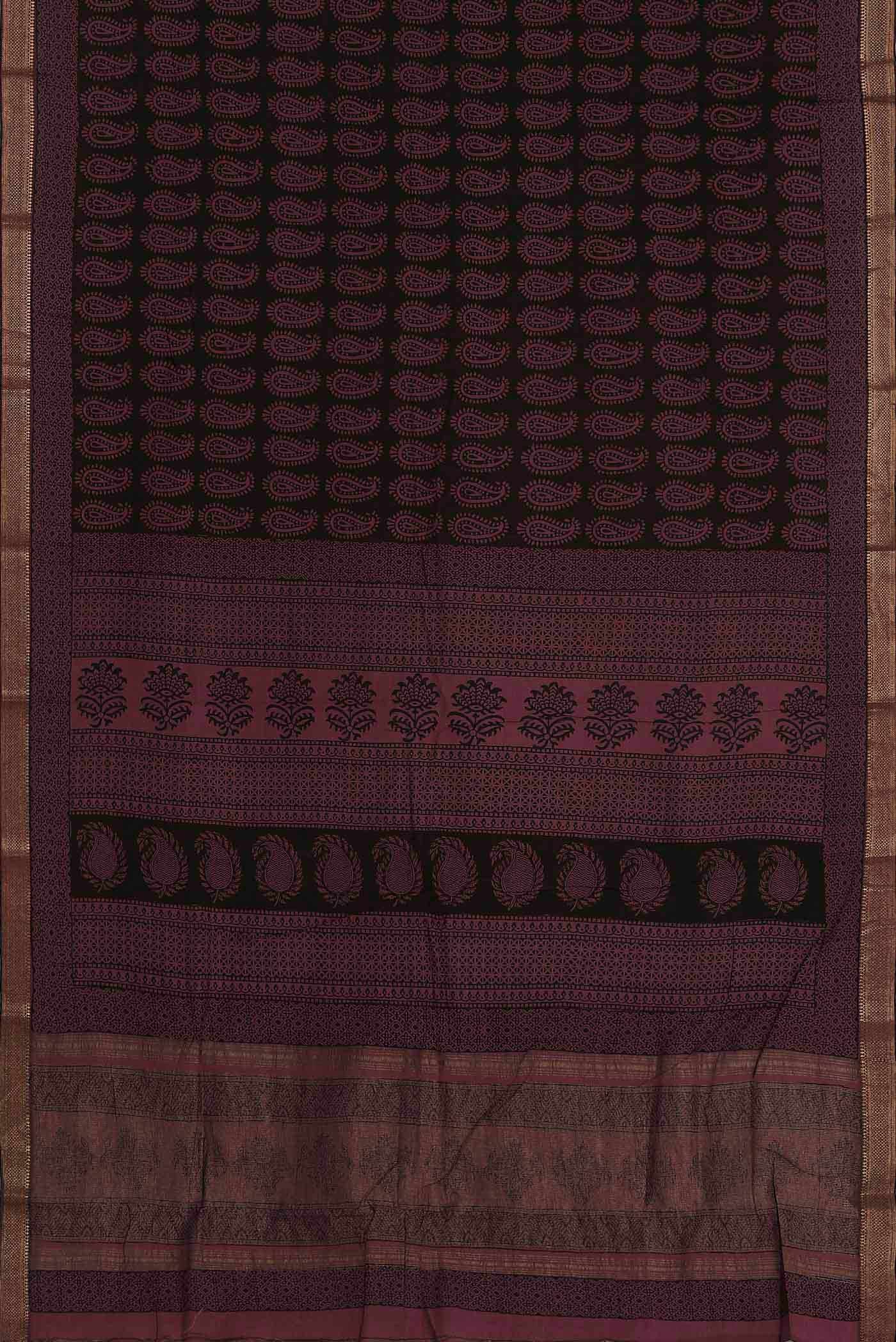 Black Mangalagiri Cotton Saree