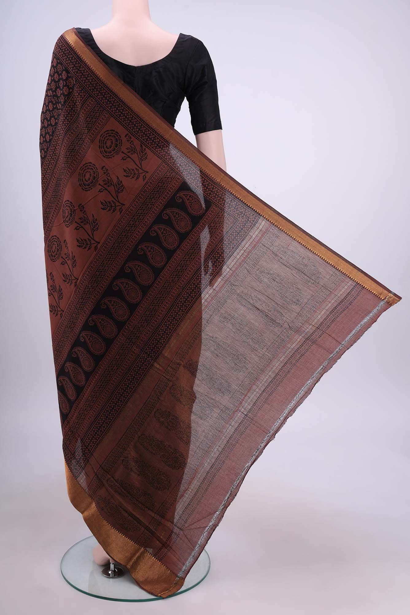Black Mangalagiri Cotton Saree