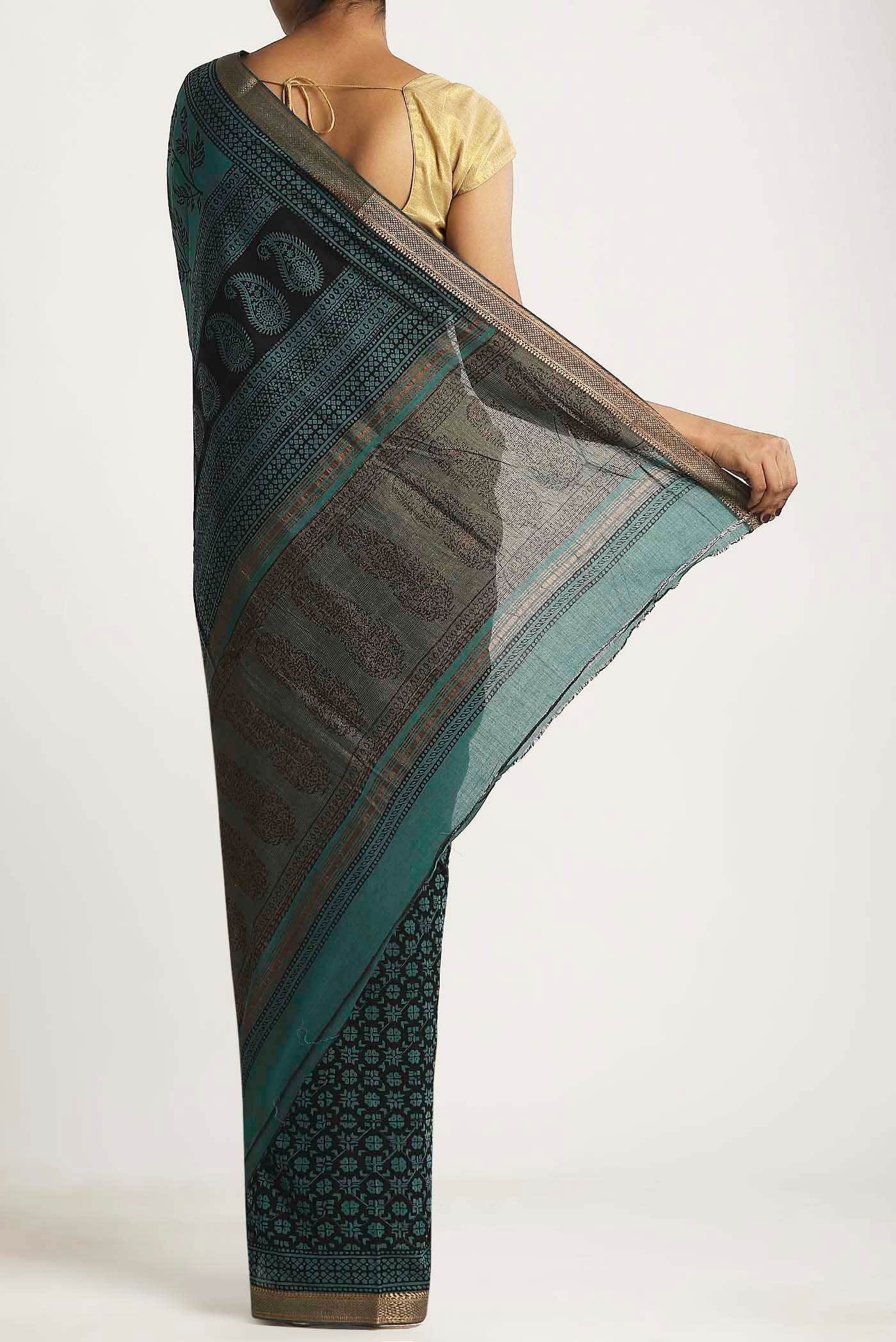 Black Mangalagiri Cotton Saree