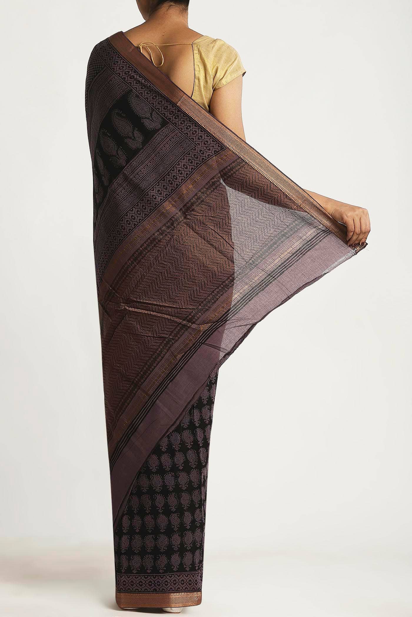 Black Mangalagiri Cotton Saree