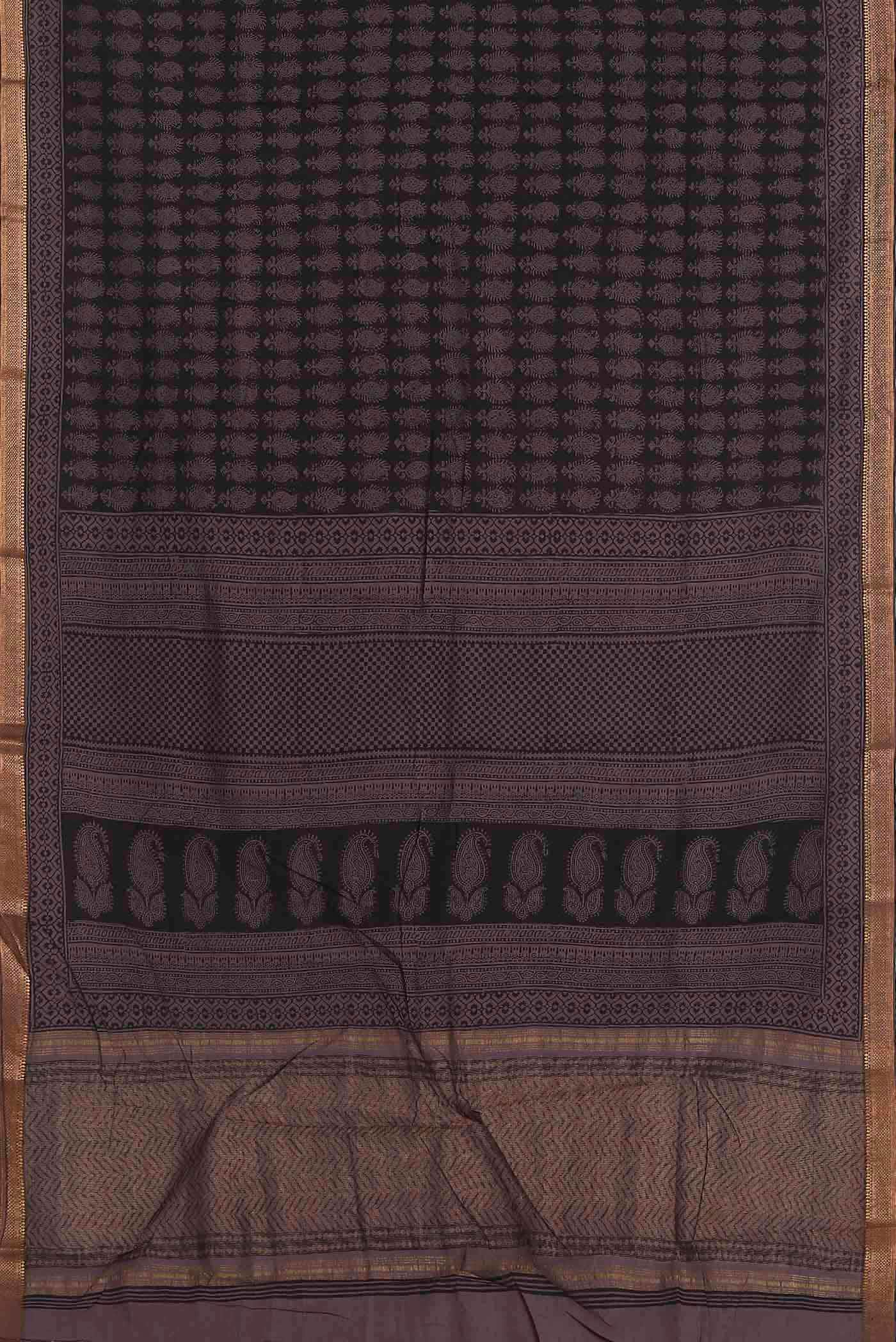 Black Mangalagiri Cotton Saree