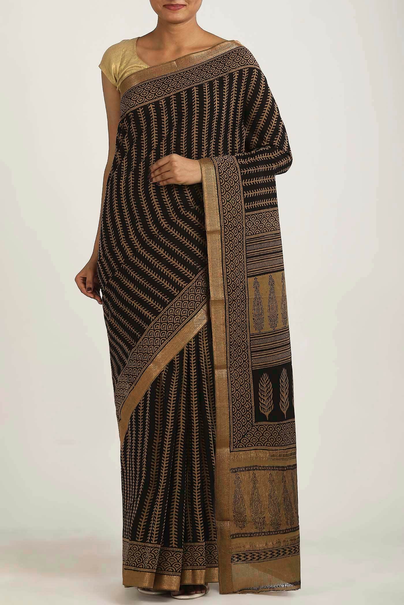 Black Mangalagiri Cotton Saree