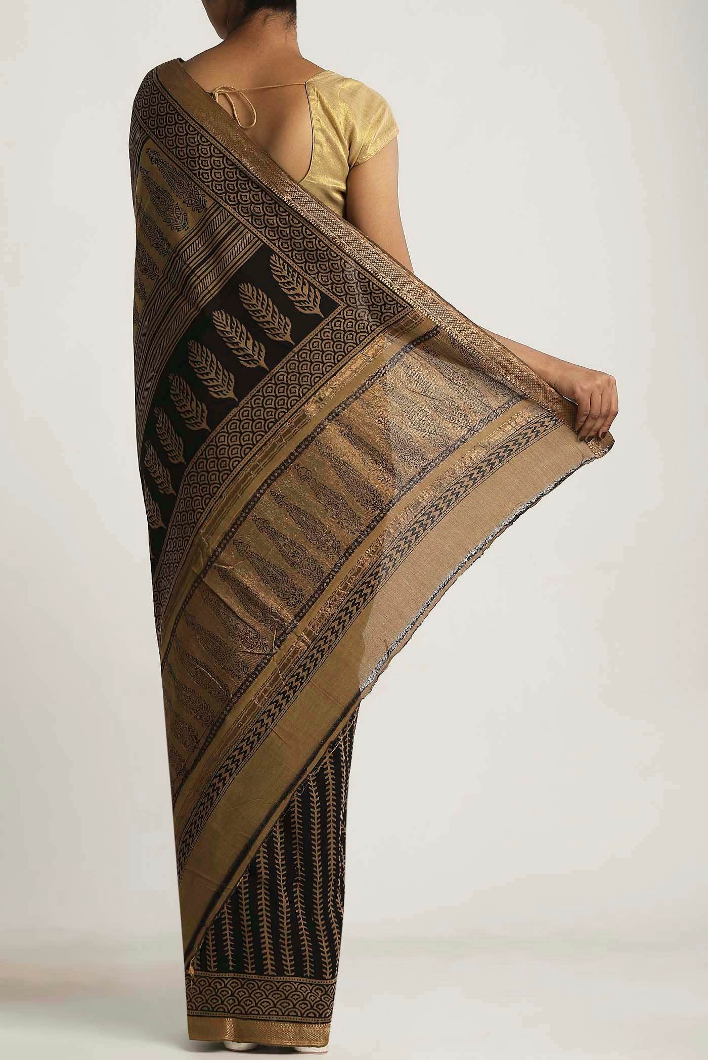 Black Mangalagiri Cotton Saree
