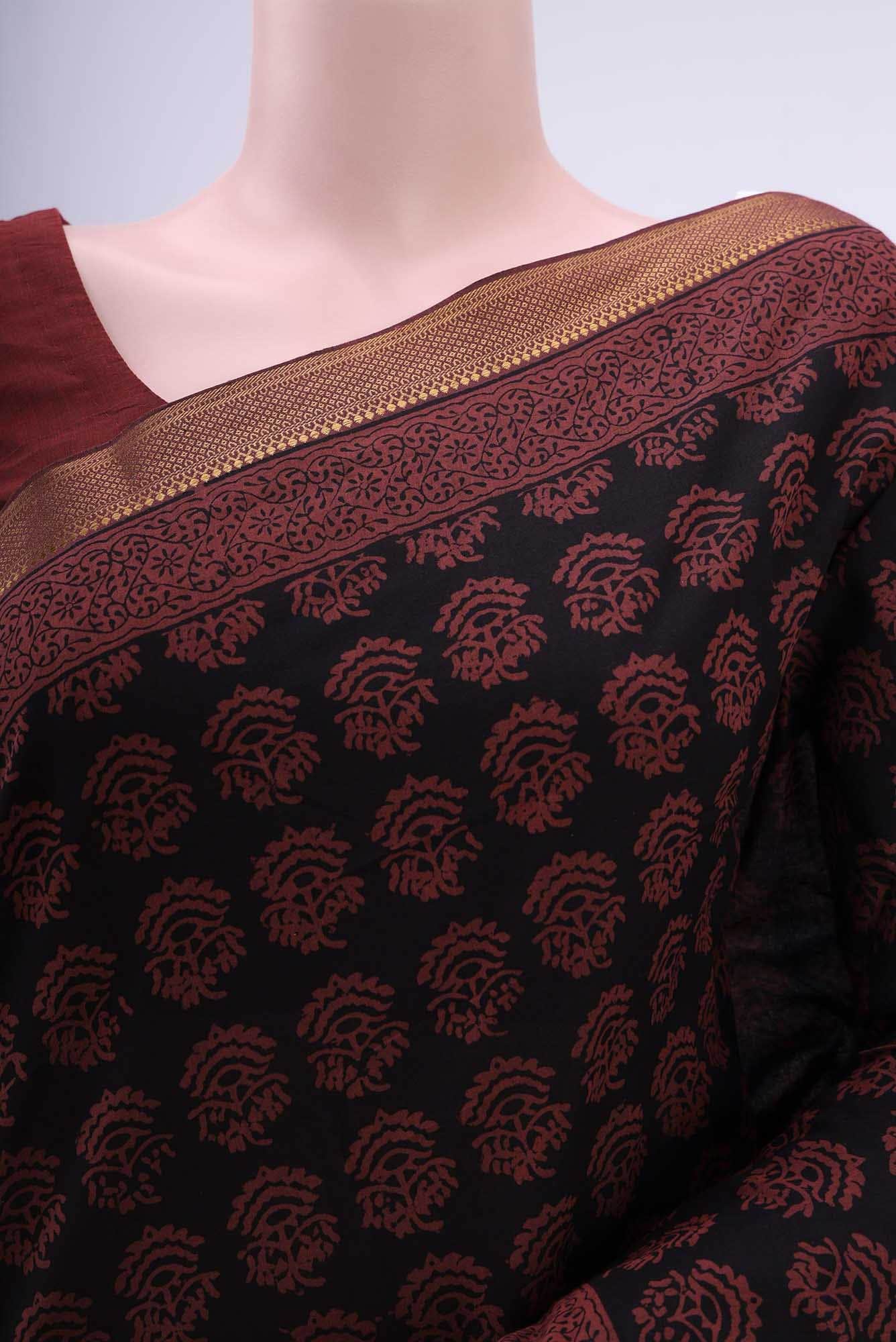 Black Mangalagiri Cotton Saree