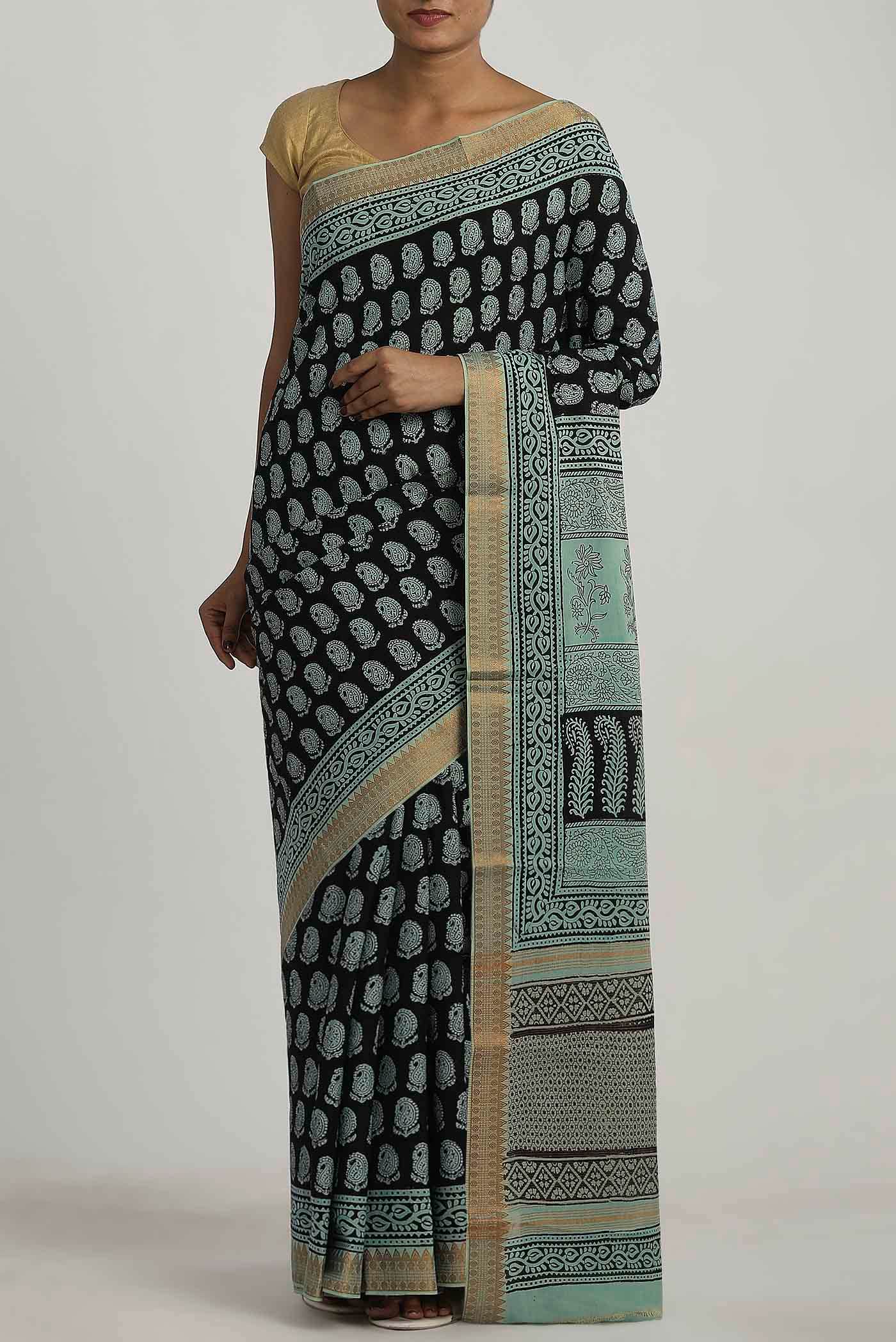 Black Mangalagiri Cotton Saree