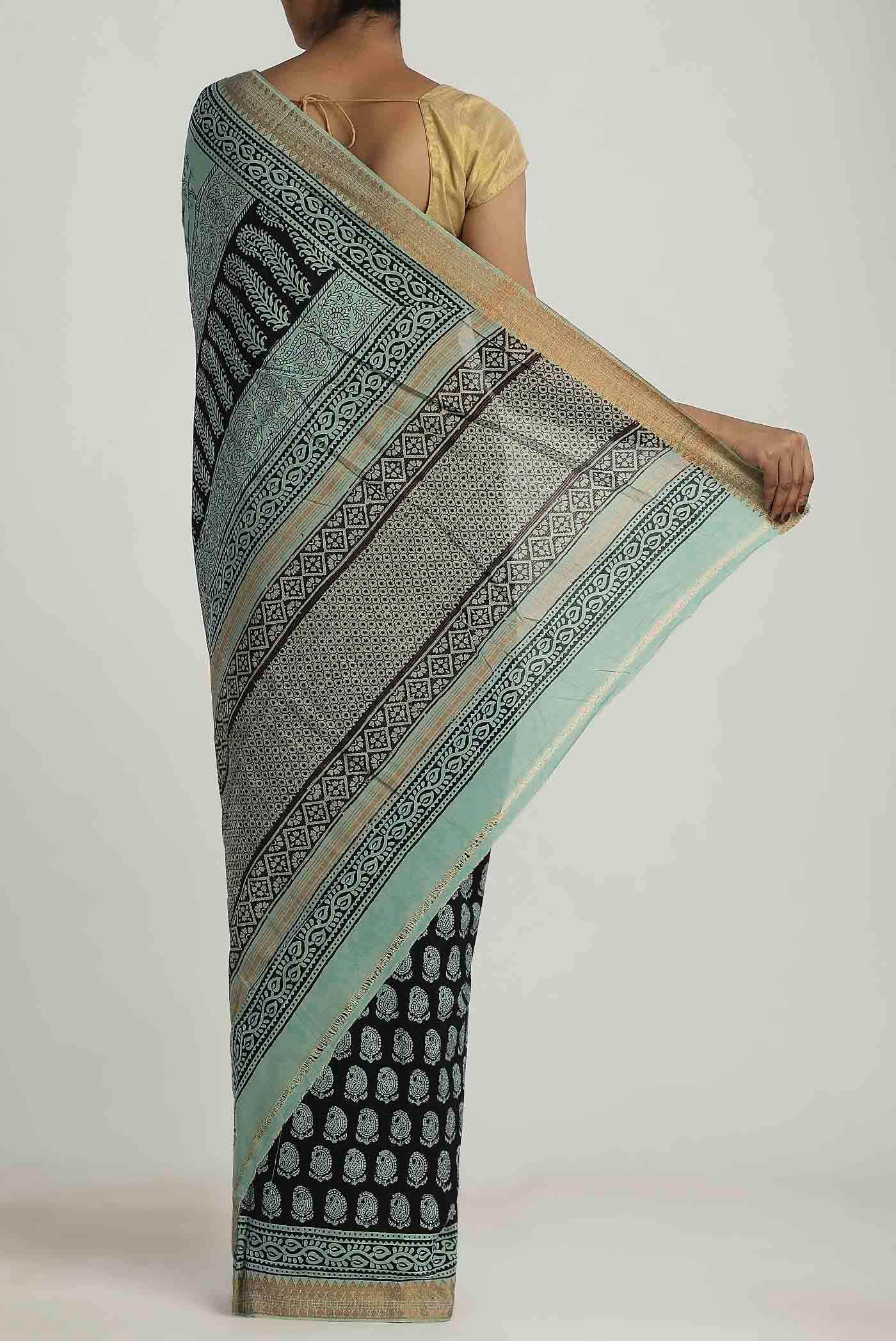 Black Mangalagiri Cotton Saree