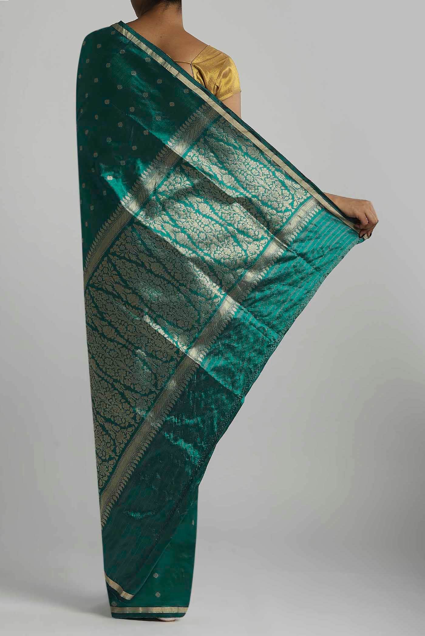 Green Banarasi Katan Silk Saree