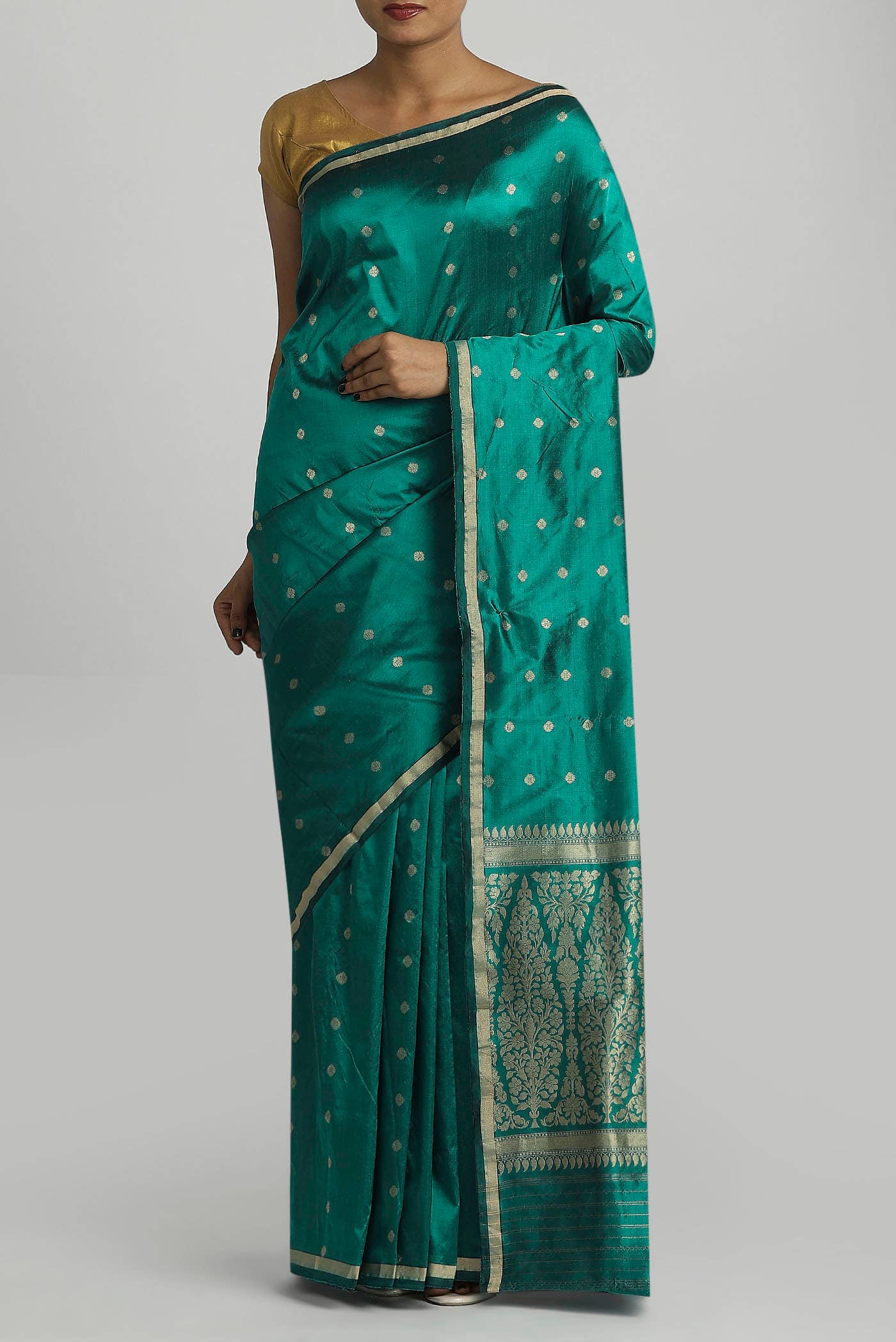 Green Banarasi Katan Silk Saree