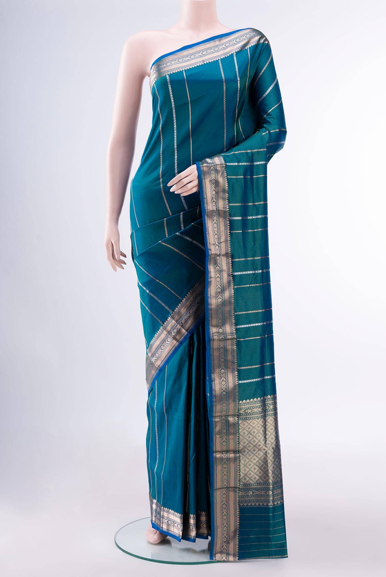 Blue Banarasi Katan Silk Saree