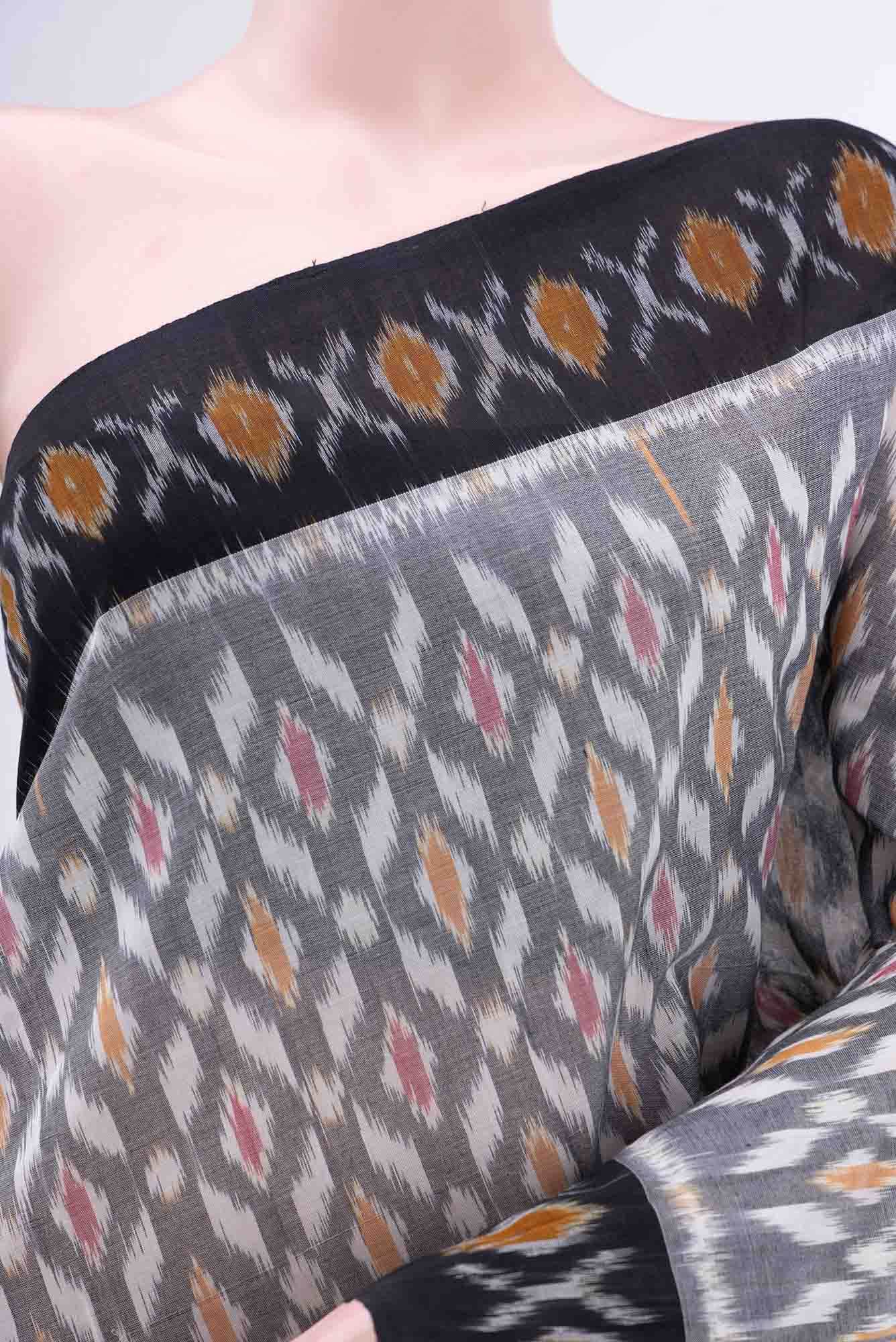 Davys Grey Pochampally Cotton Saree
