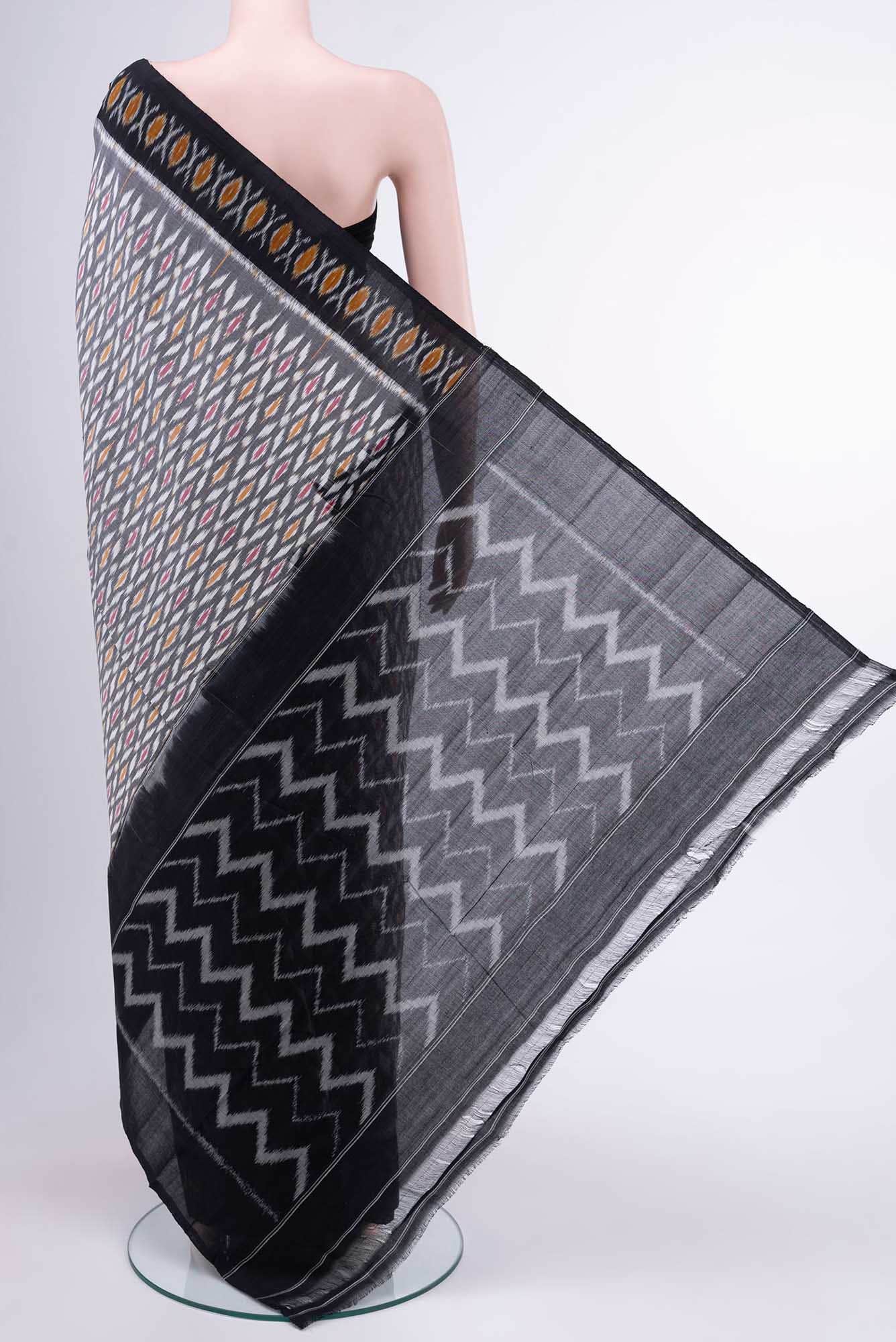 Davys Grey Pochampally Cotton Saree