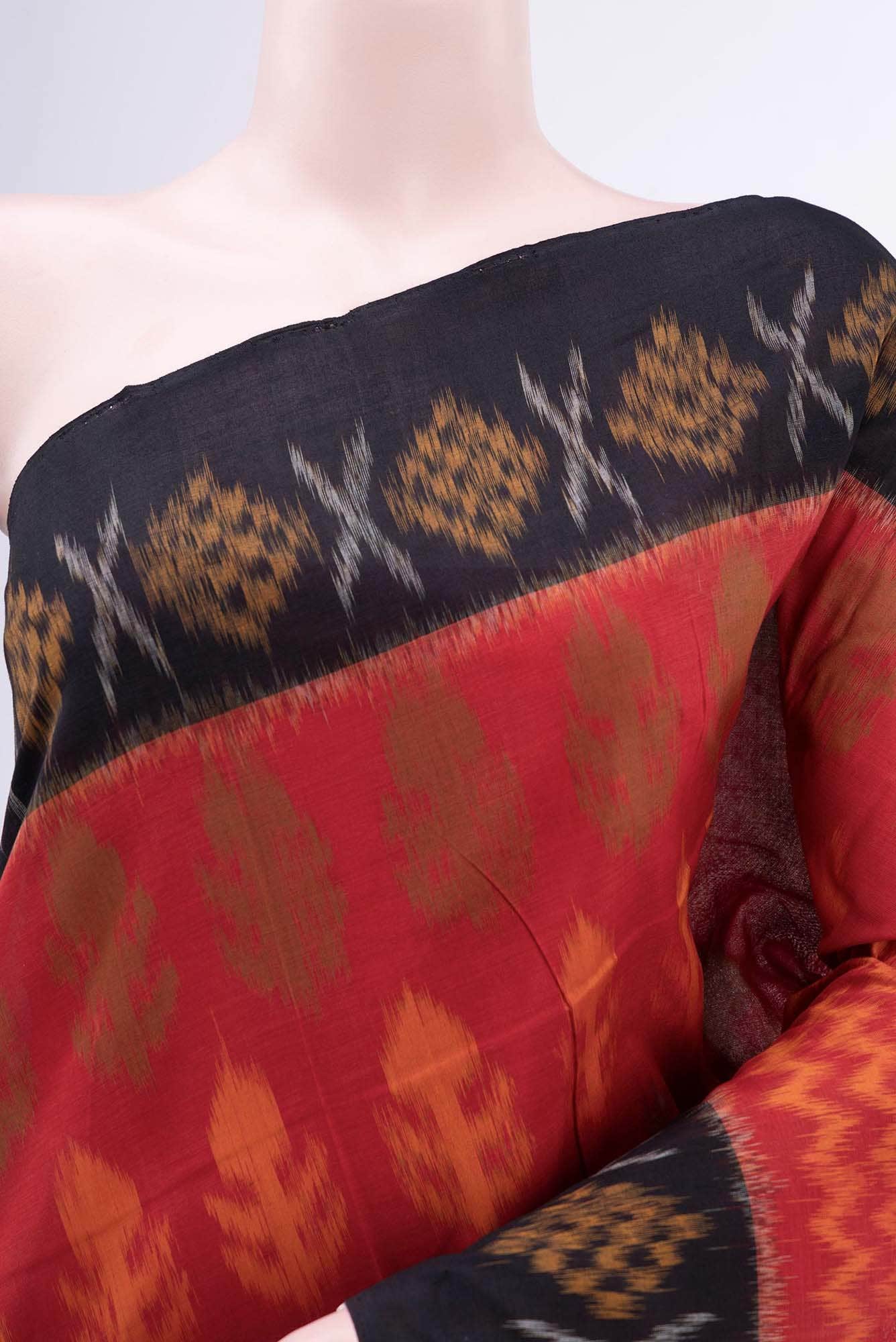 Deep Red Pochampally Cotton Saree