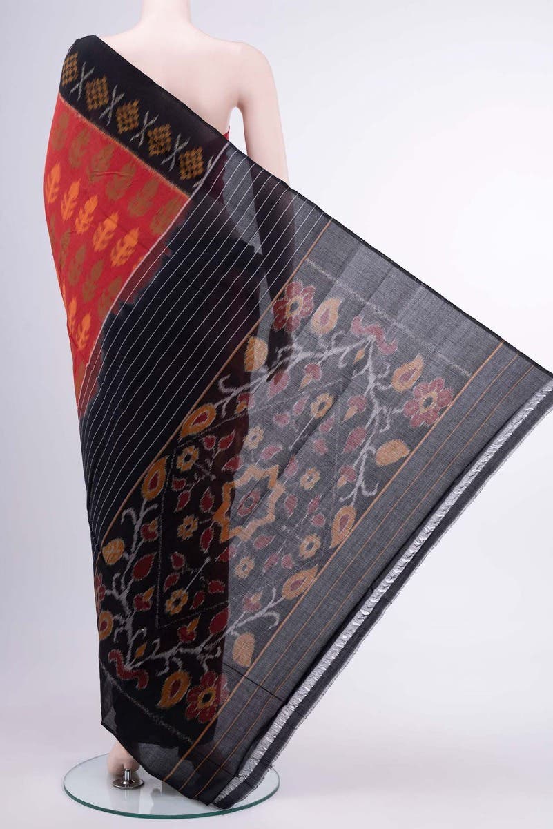Deep Red Pochampally Cotton Saree