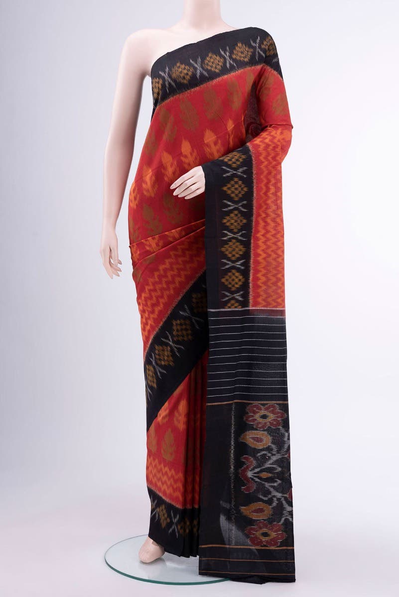 Deep Red Pochampally Cotton Saree