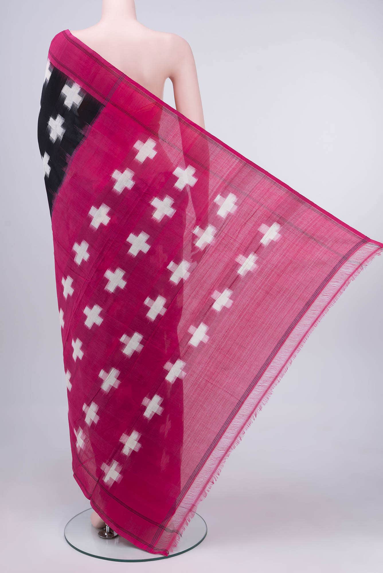 Black Pochampally Cotton Saree