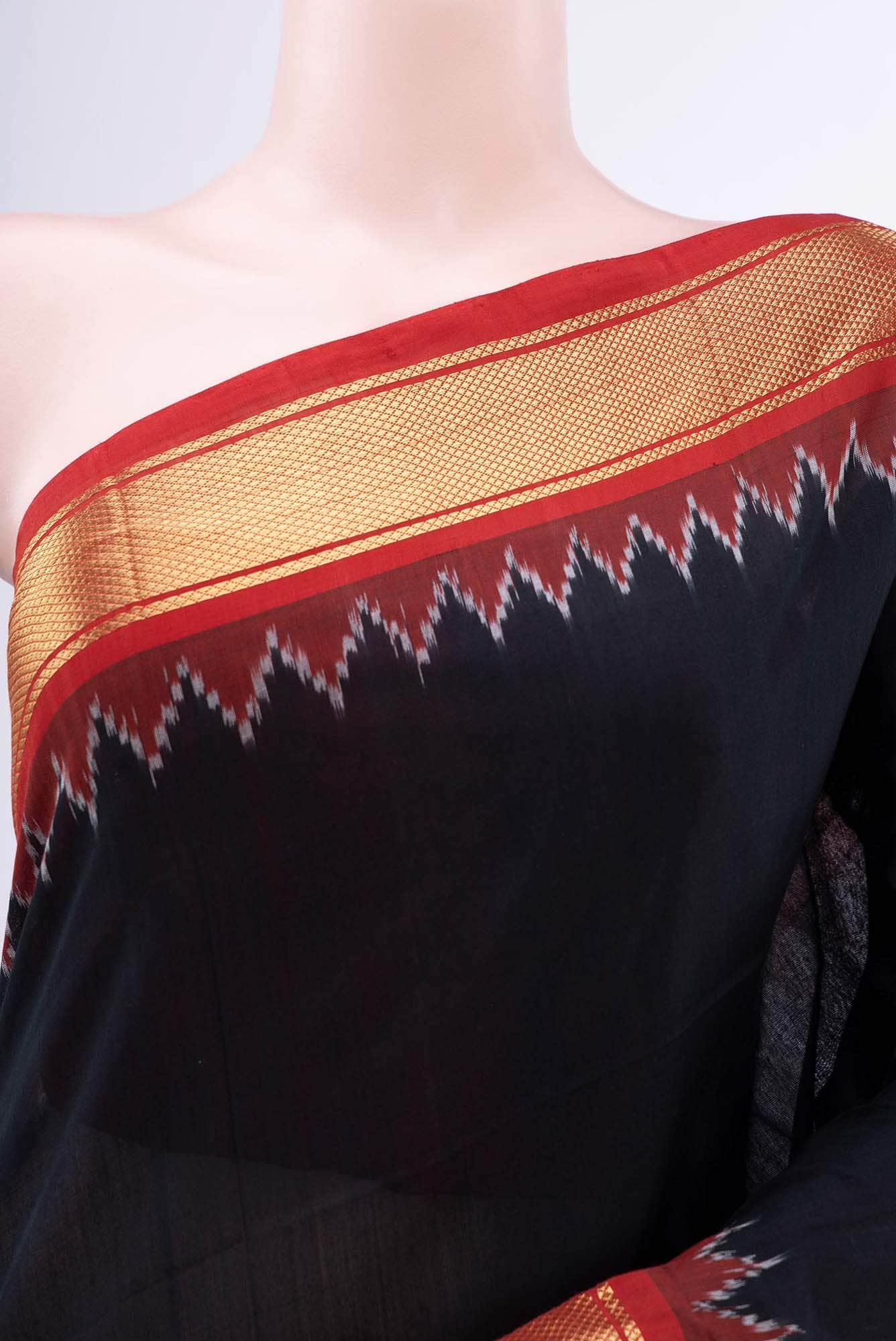 Black Pochampally Cotton Saree