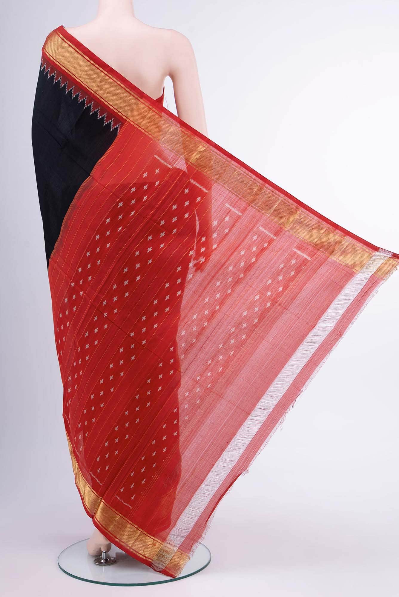 Black Pochampally Cotton Saree