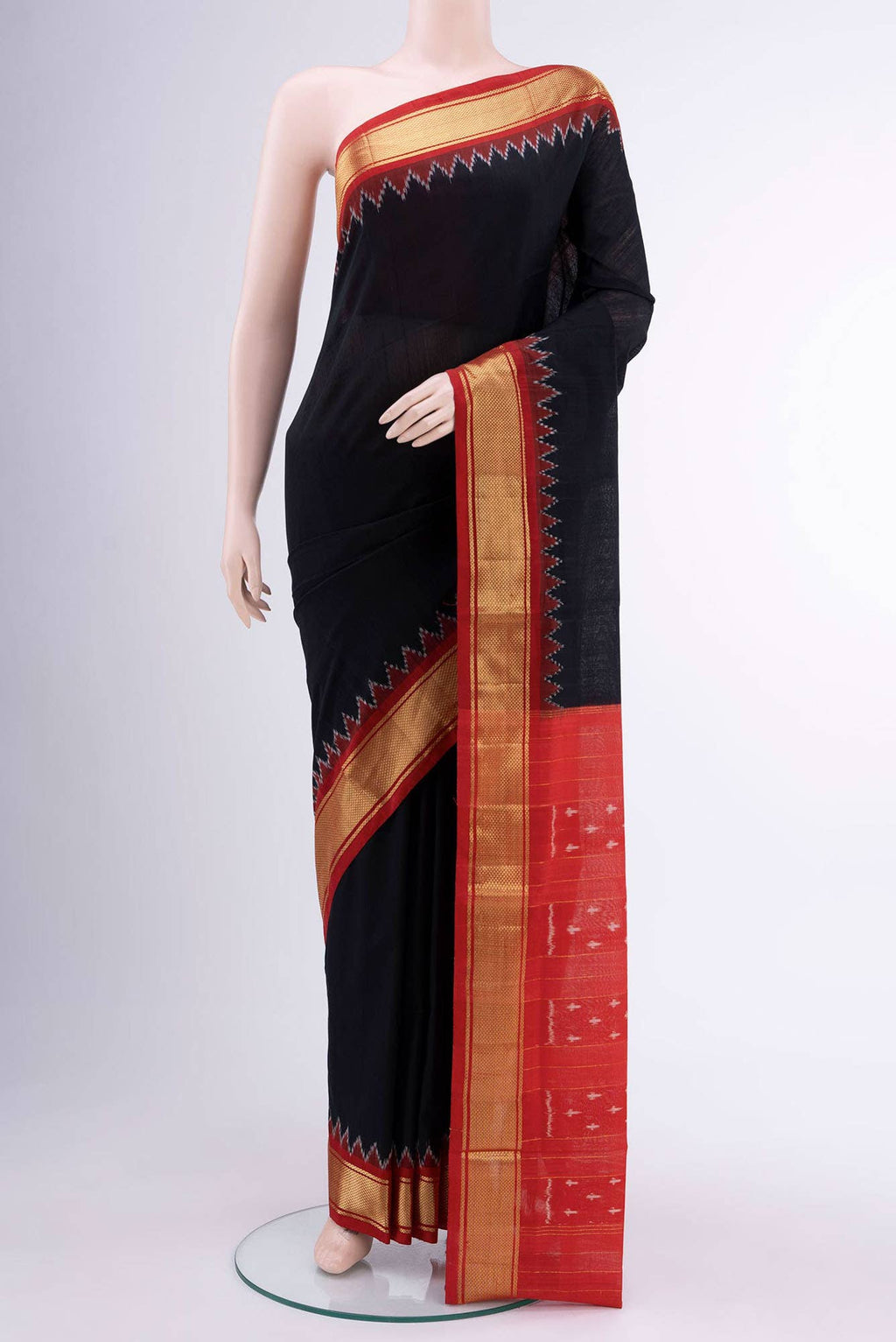 Black Pochampally Cotton Saree
