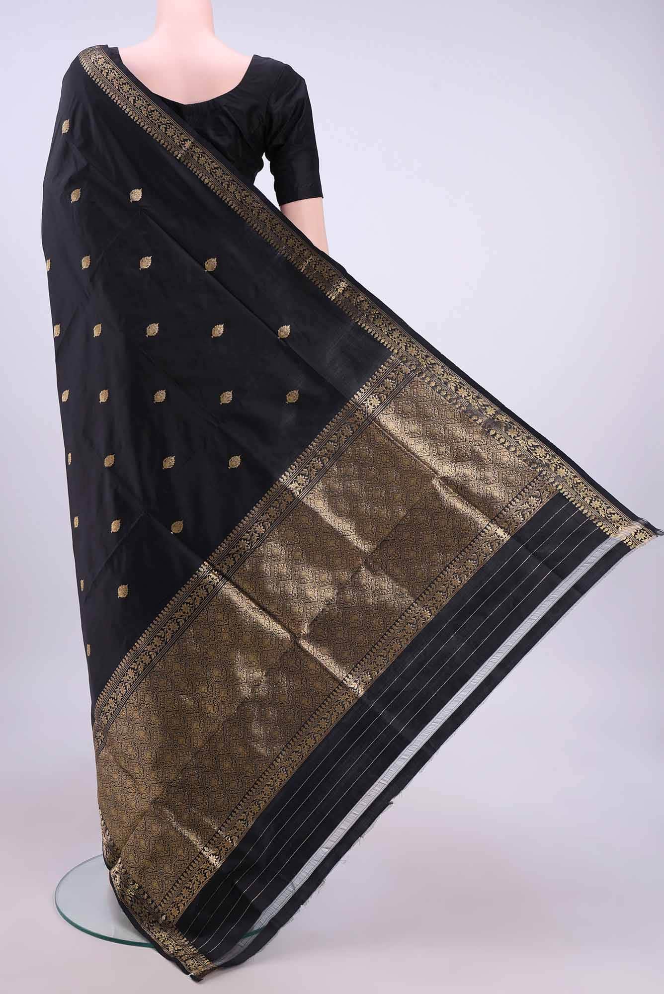 Black Banarasi Katan Silk Saree