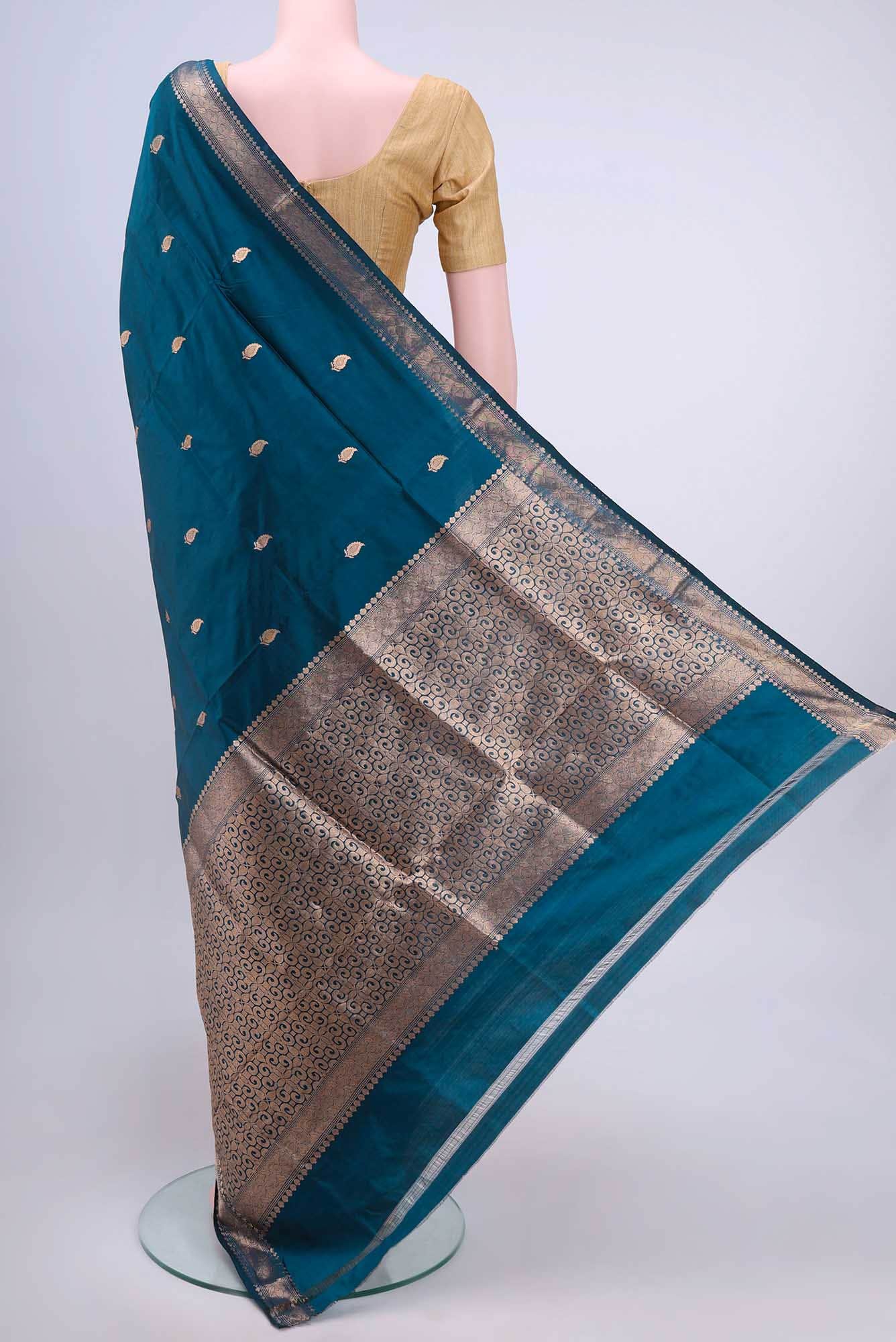 Blue Banarasi Katan Silk Saree