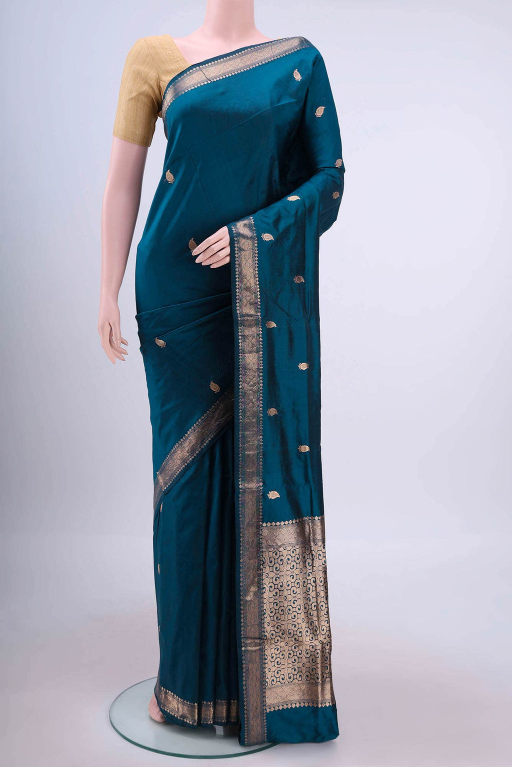 Blue Banarasi Katan Silk Saree