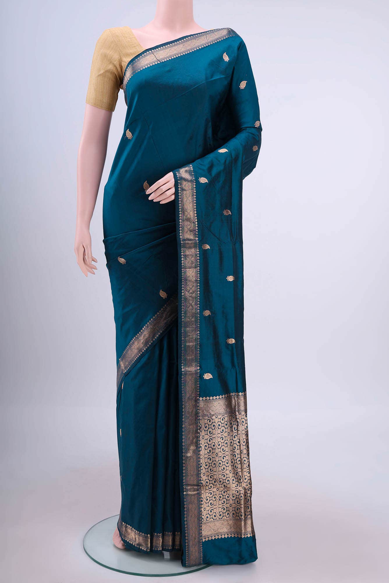 Blue Banarasi Katan Silk Saree