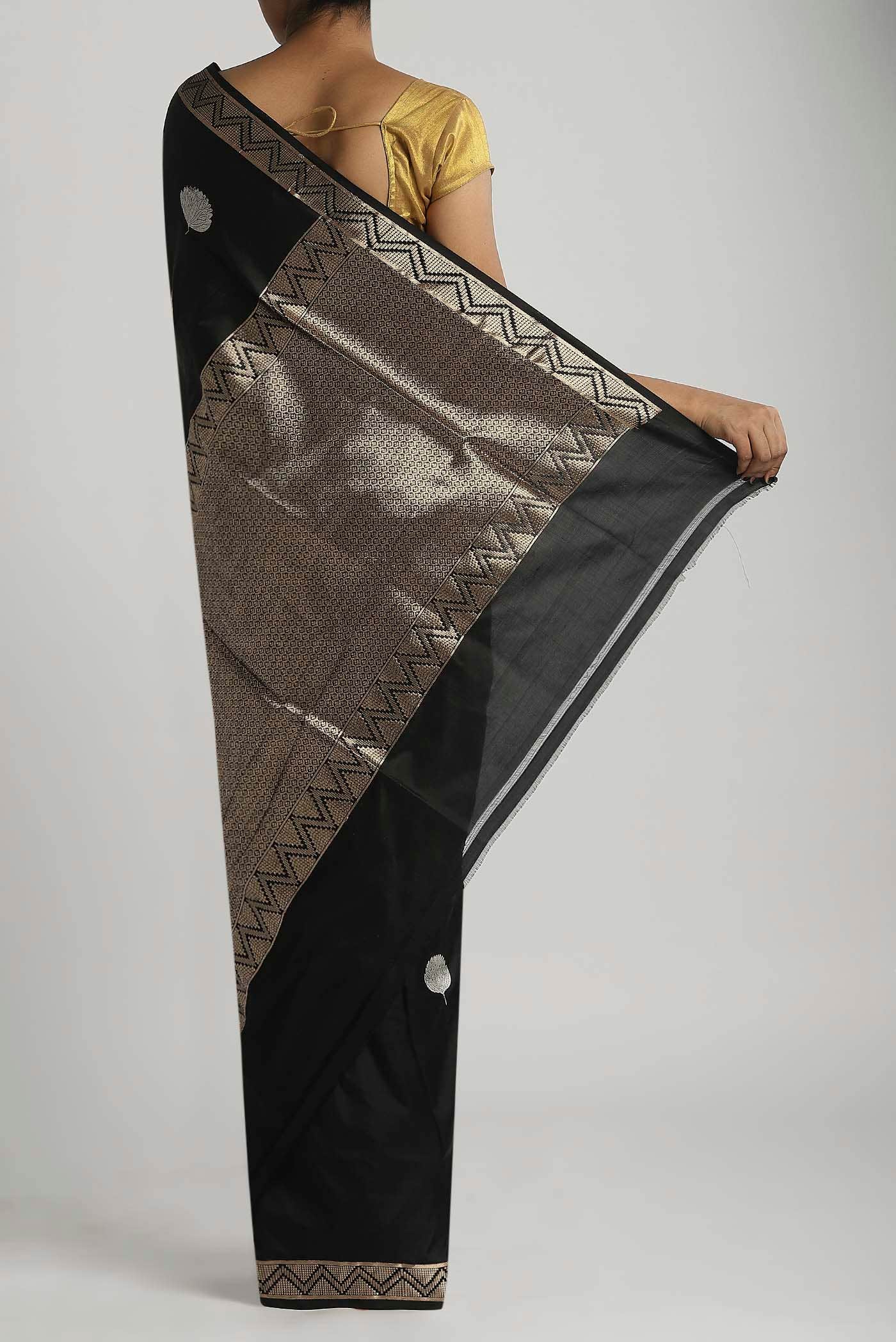 Black Banarasi Katan Silk Saree