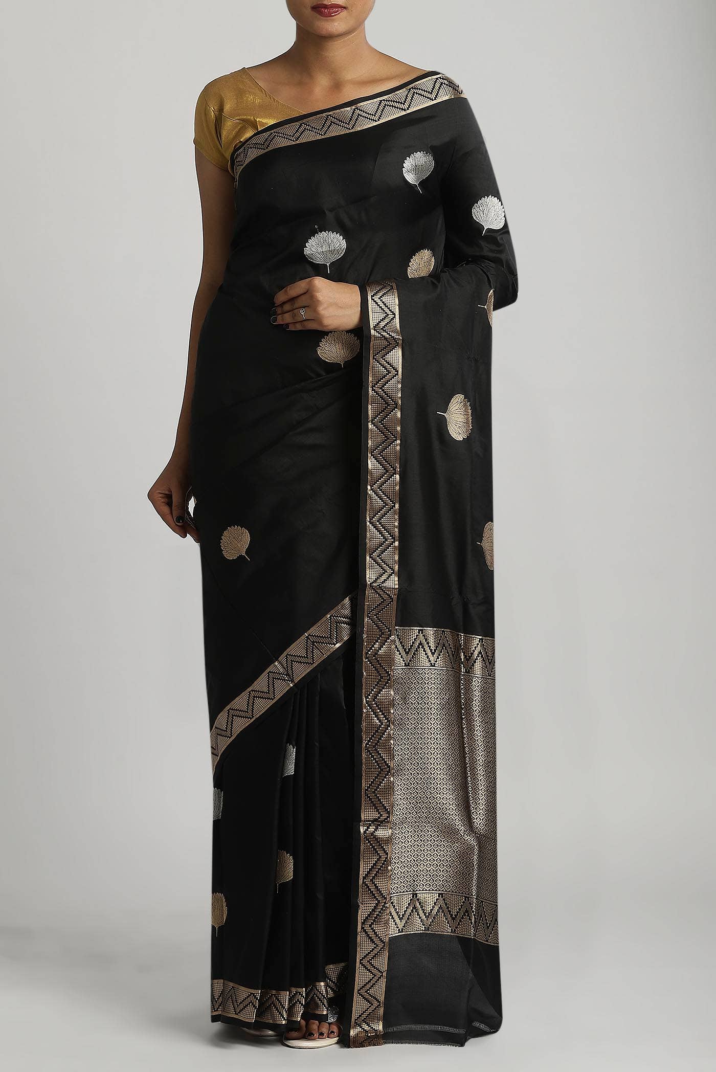 Black Banarasi Katan Silk Saree